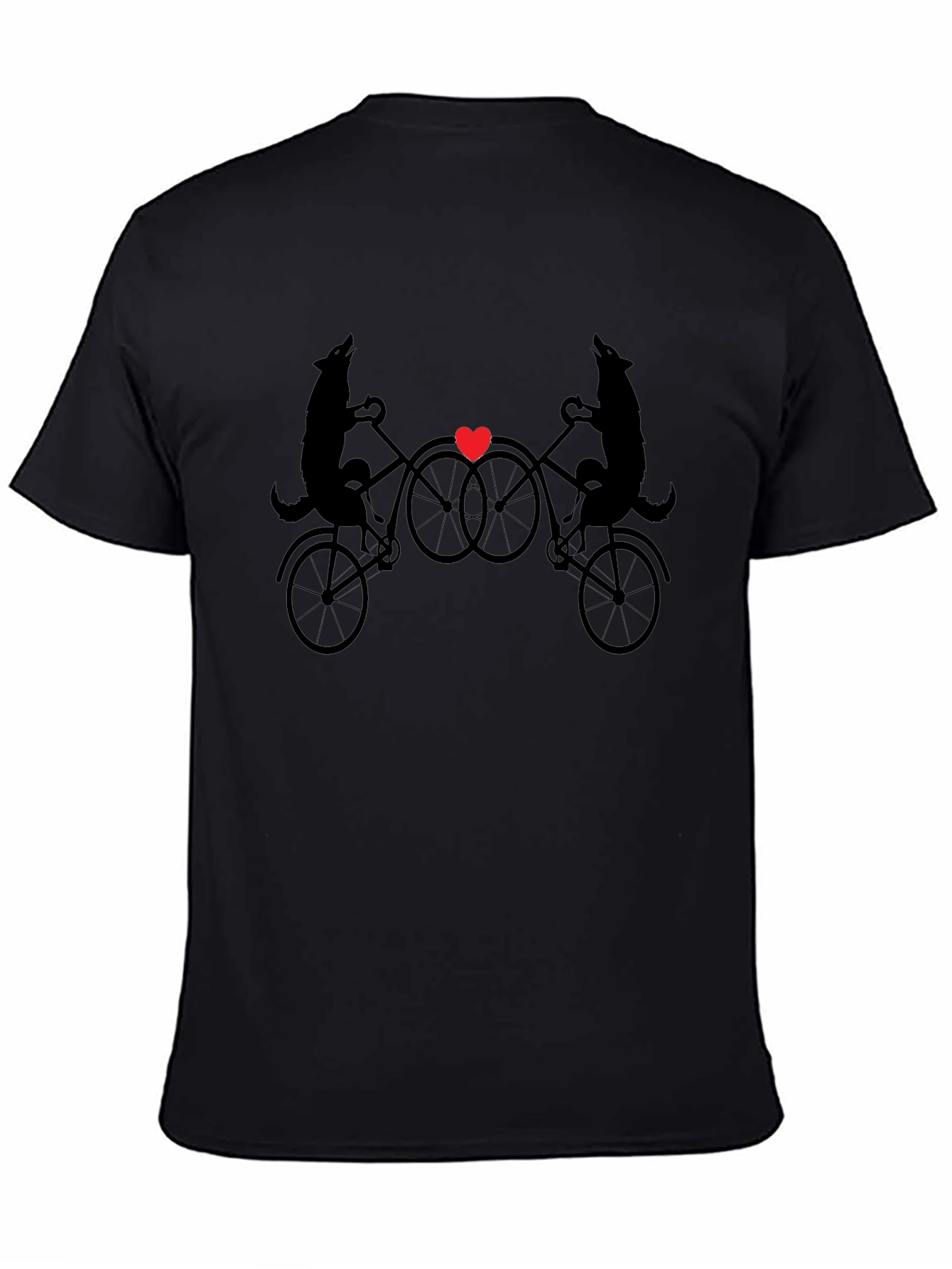 Wolf Bike Ride Graphic T-Shirt - Black