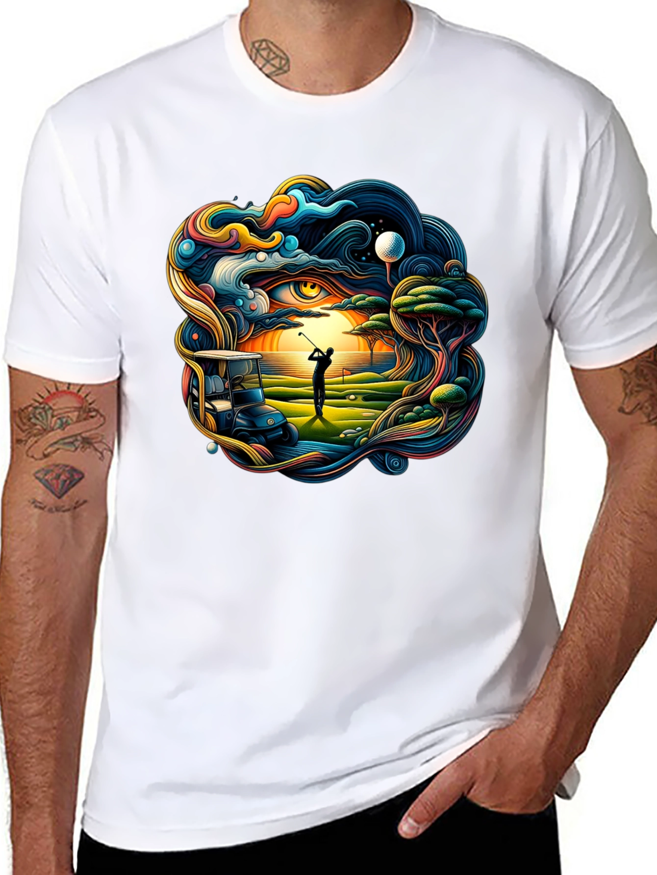 Golfing Dreamscape Tee - Stylish Graphic Print