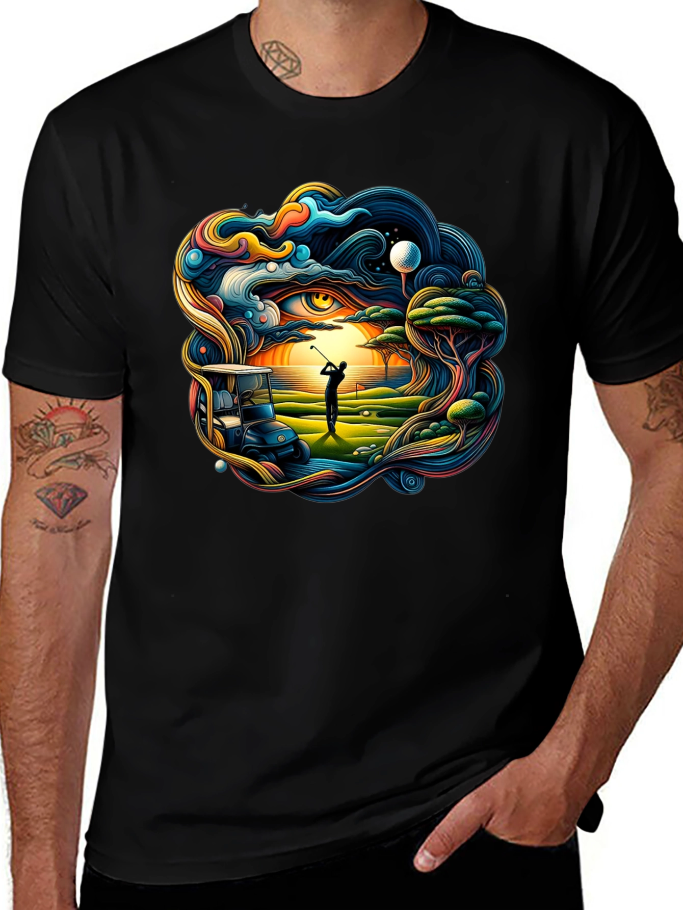 Golfing Dreamscape Tee - Stylish Graphic Print