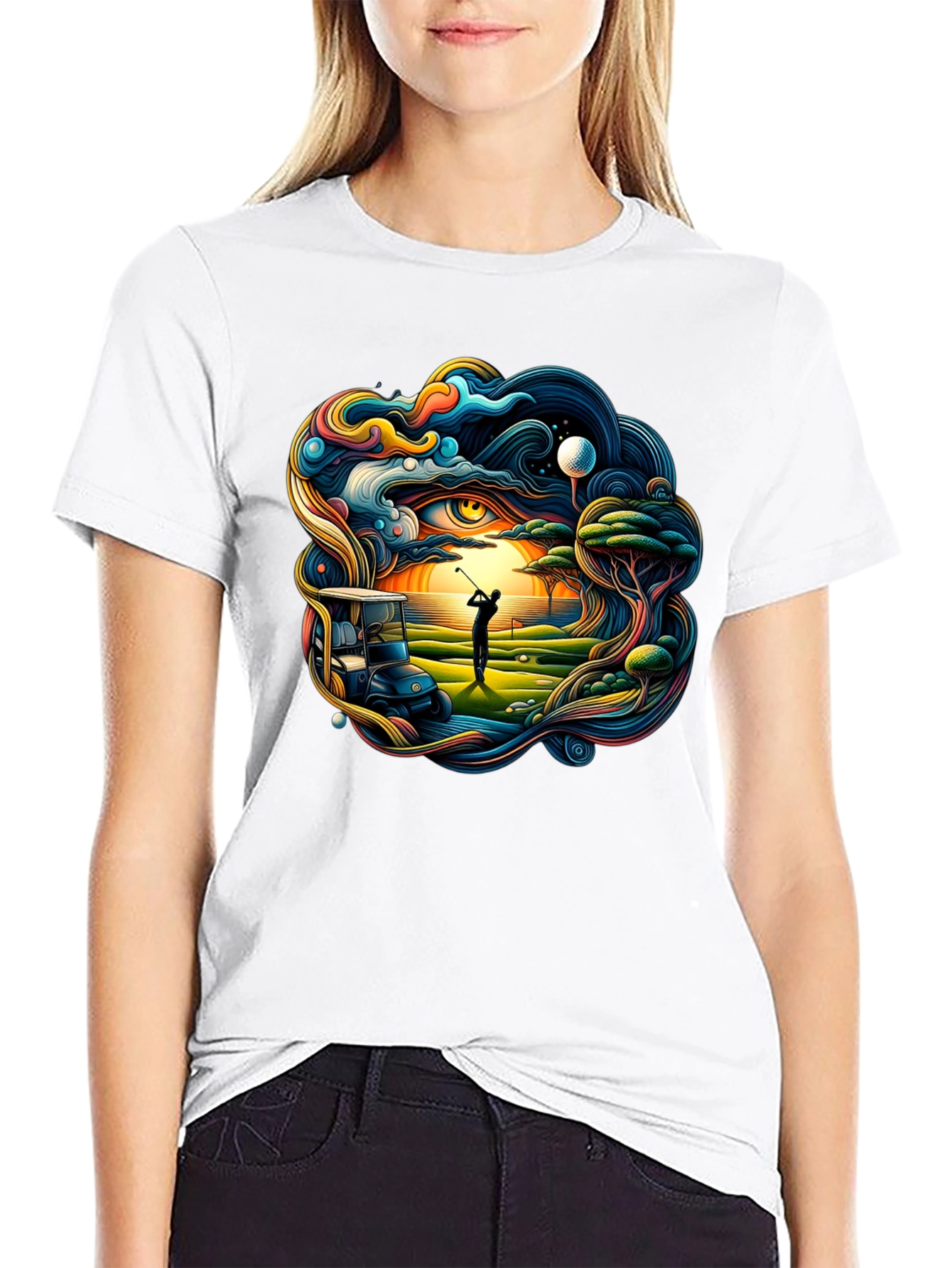 Golfing Dreamscape Tee - Stylish Graphic Print
