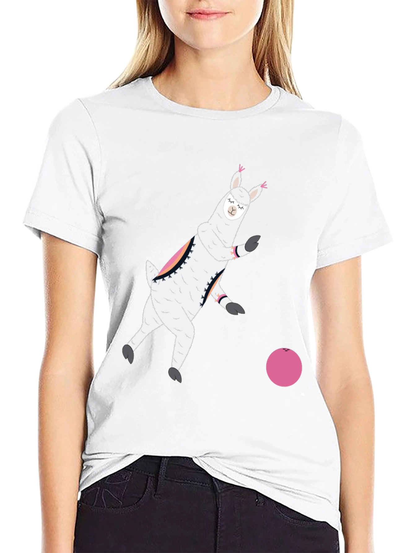Llama Bowling Black T-Shirt