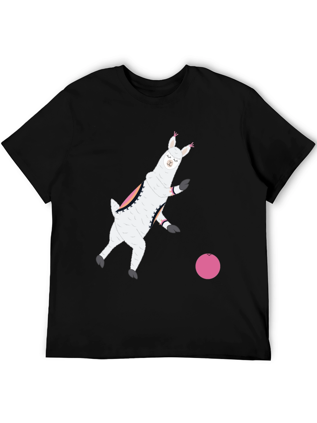 Llama Bowling Black T-Shirt