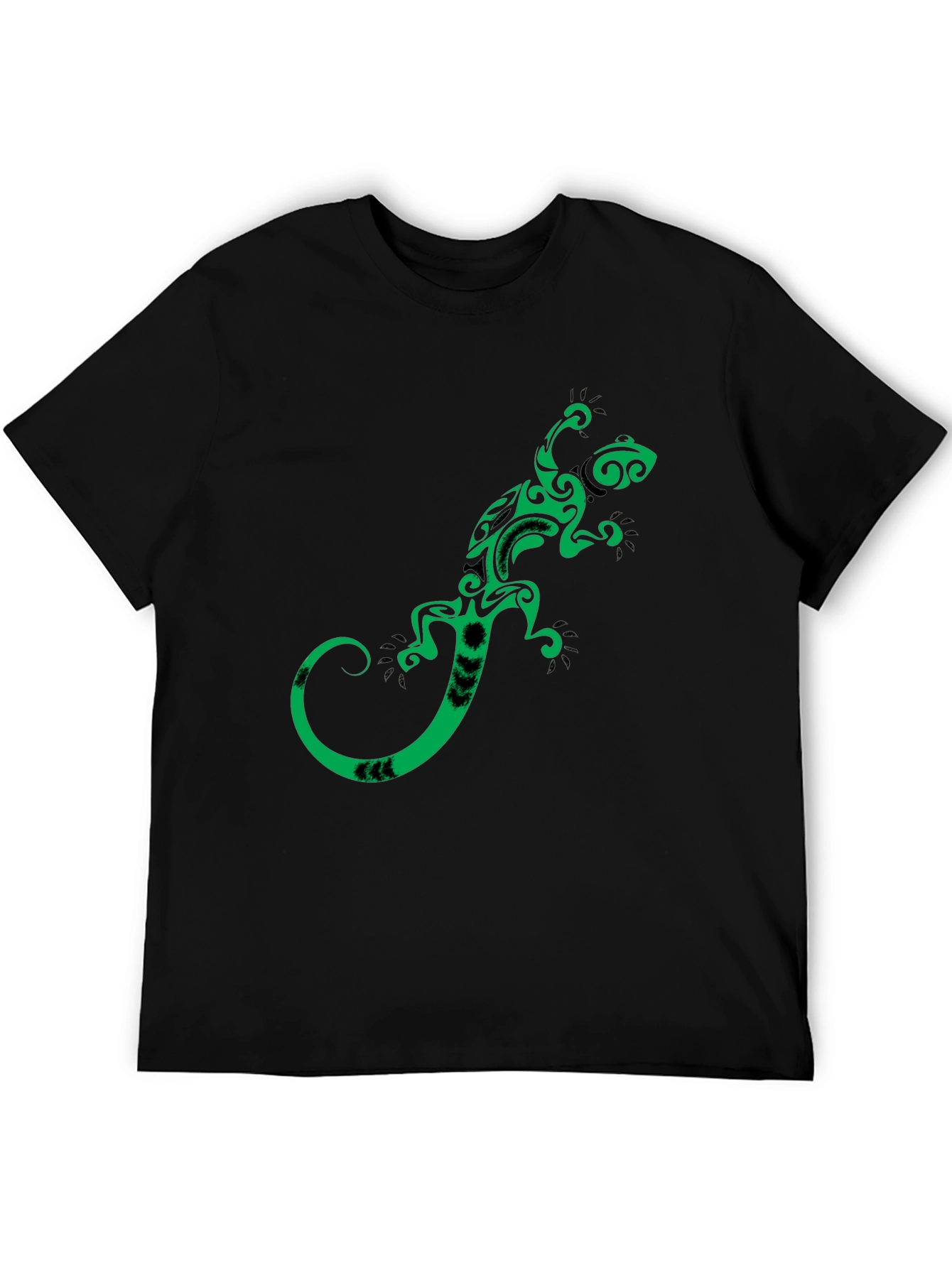 Tribal Gecko Graphic Tee - Stylish Black T-Shirt