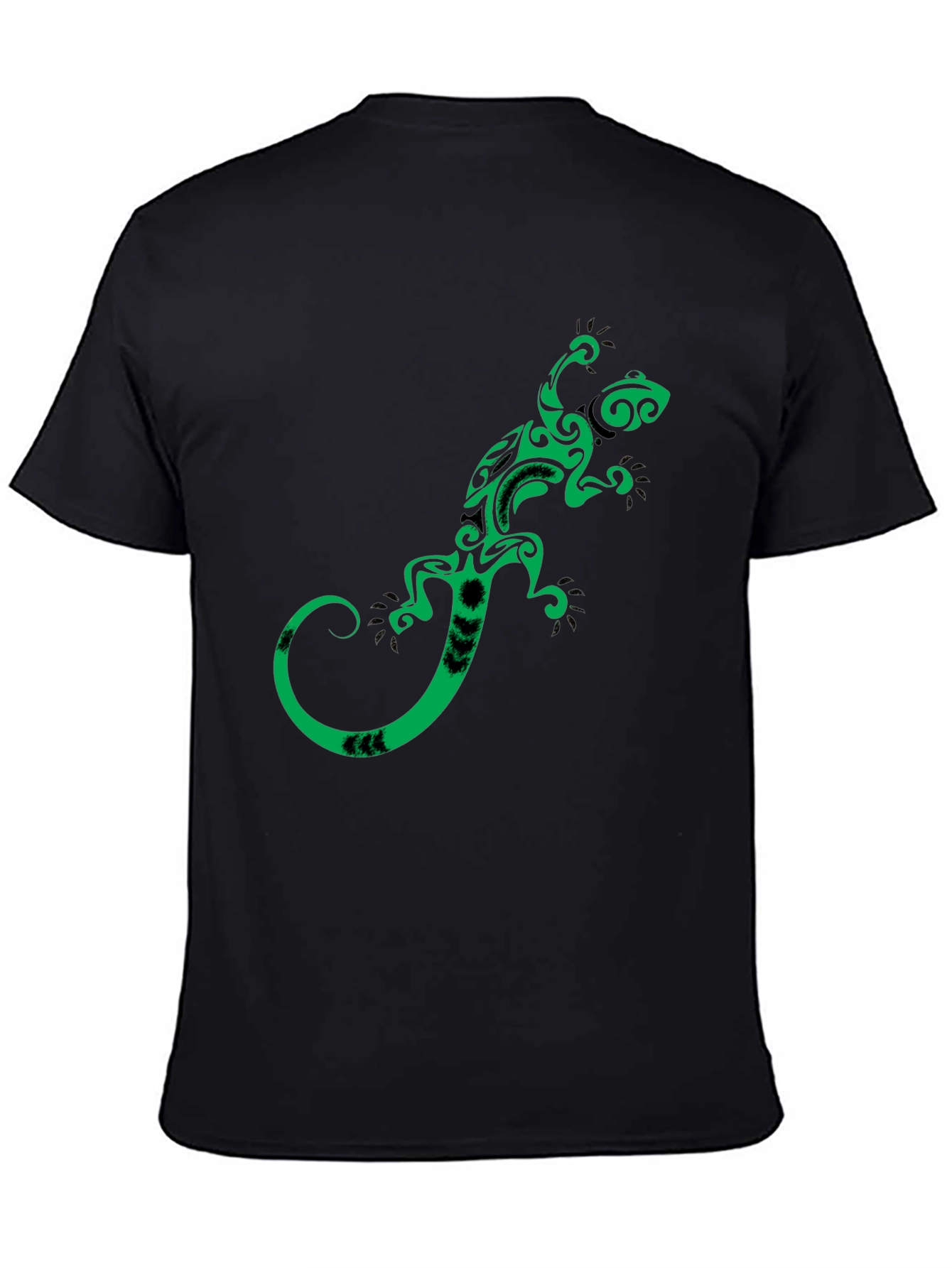 Tribal Gecko Graphic Tee - Stylish Black T-Shirt