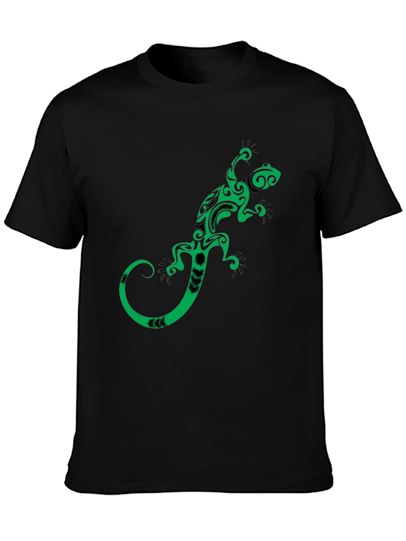 Tribal Gecko Graphic Tee - Stylish Black T-Shirt