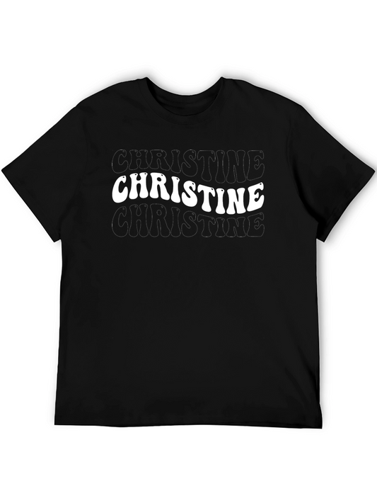 Christine Name Retro Style Black T-Shirt
