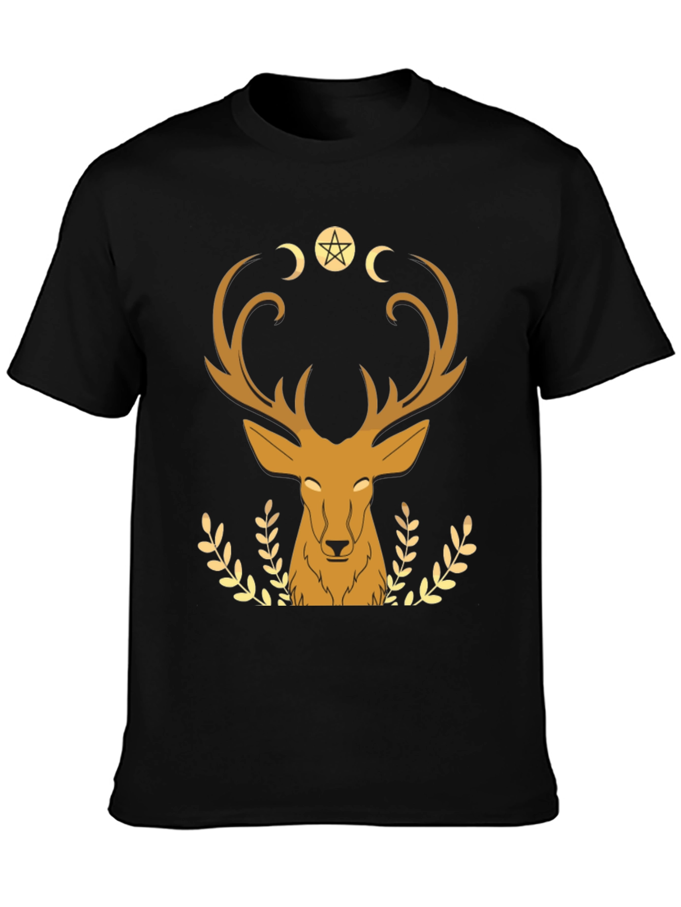 Mystical Deer Graphic Tee - Black T-Shirt