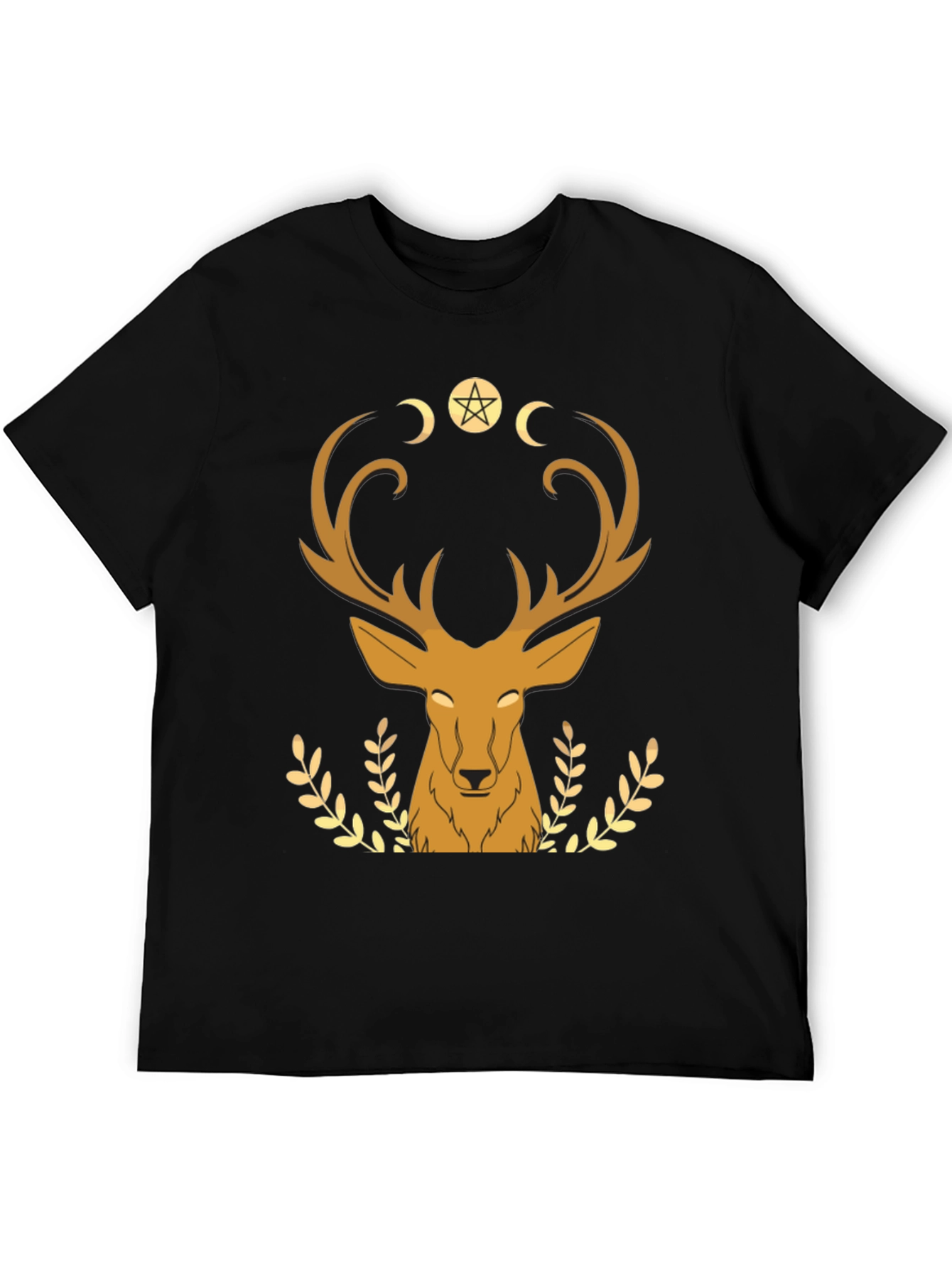 Mystical Deer Graphic Tee - Black T-Shirt