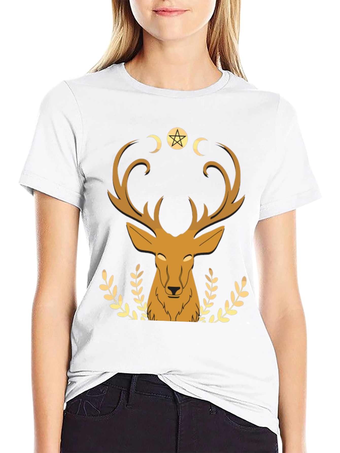 Mystical Deer Graphic Tee - Black T-Shirt