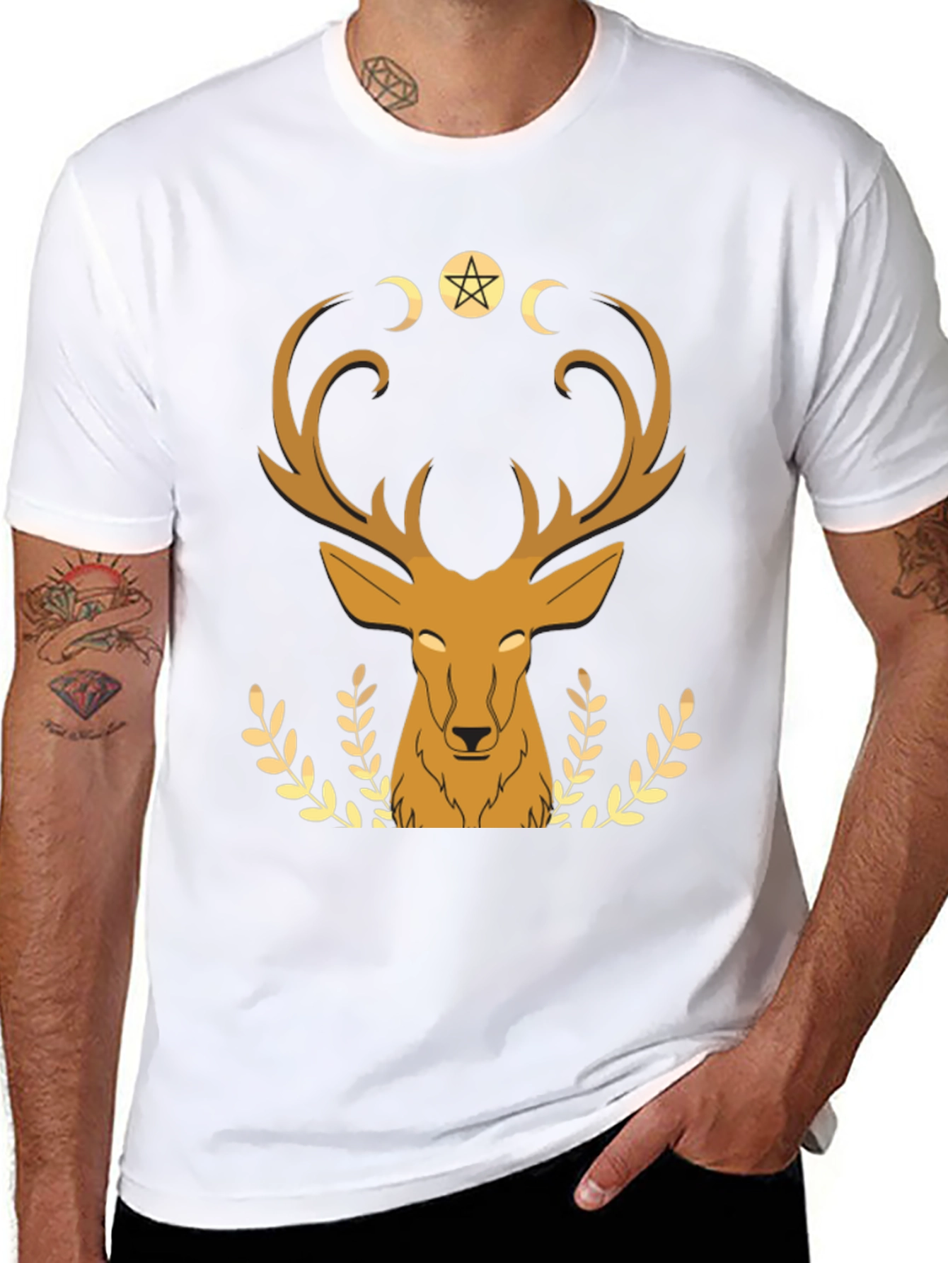 Mystical Deer Graphic Tee - Black T-Shirt