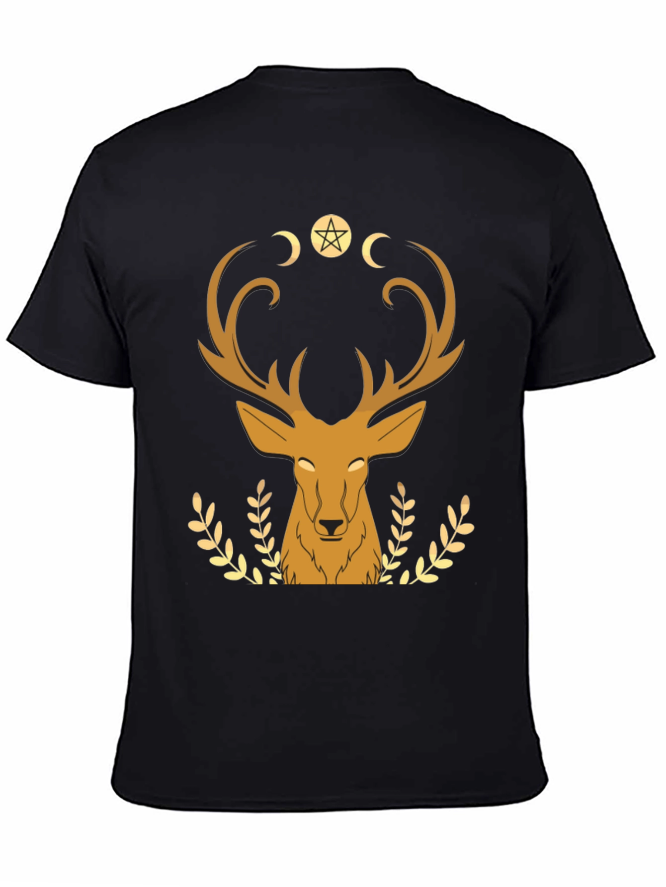 Mystical Deer Graphic Tee - Black T-Shirt