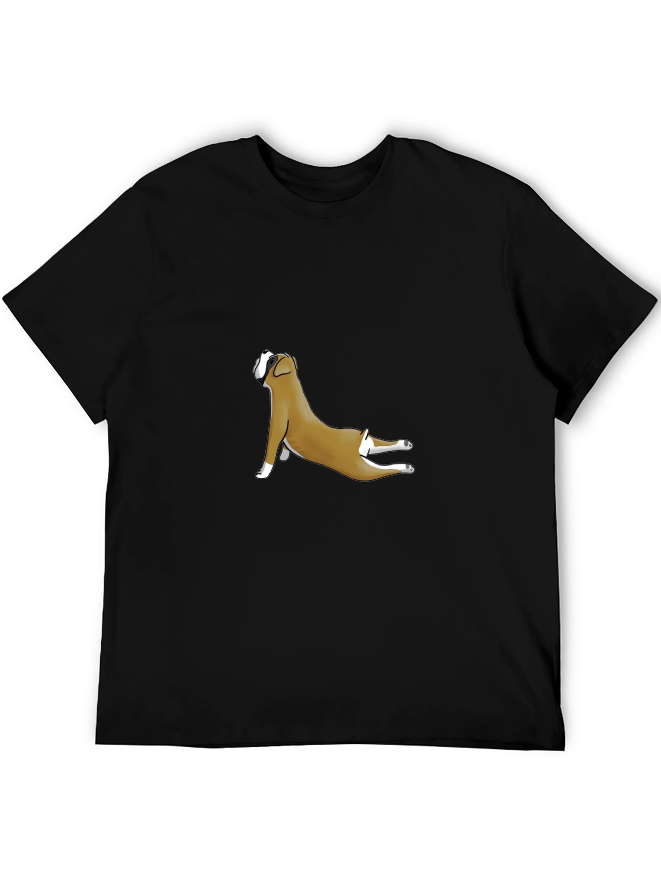 Boxer Dog Yoga Pose Black T-Shirt