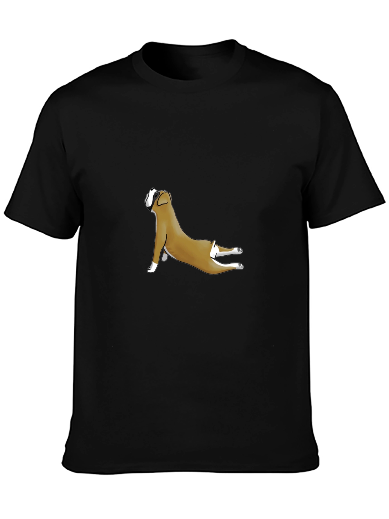 Boxer Dog Yoga Pose Black T-Shirt