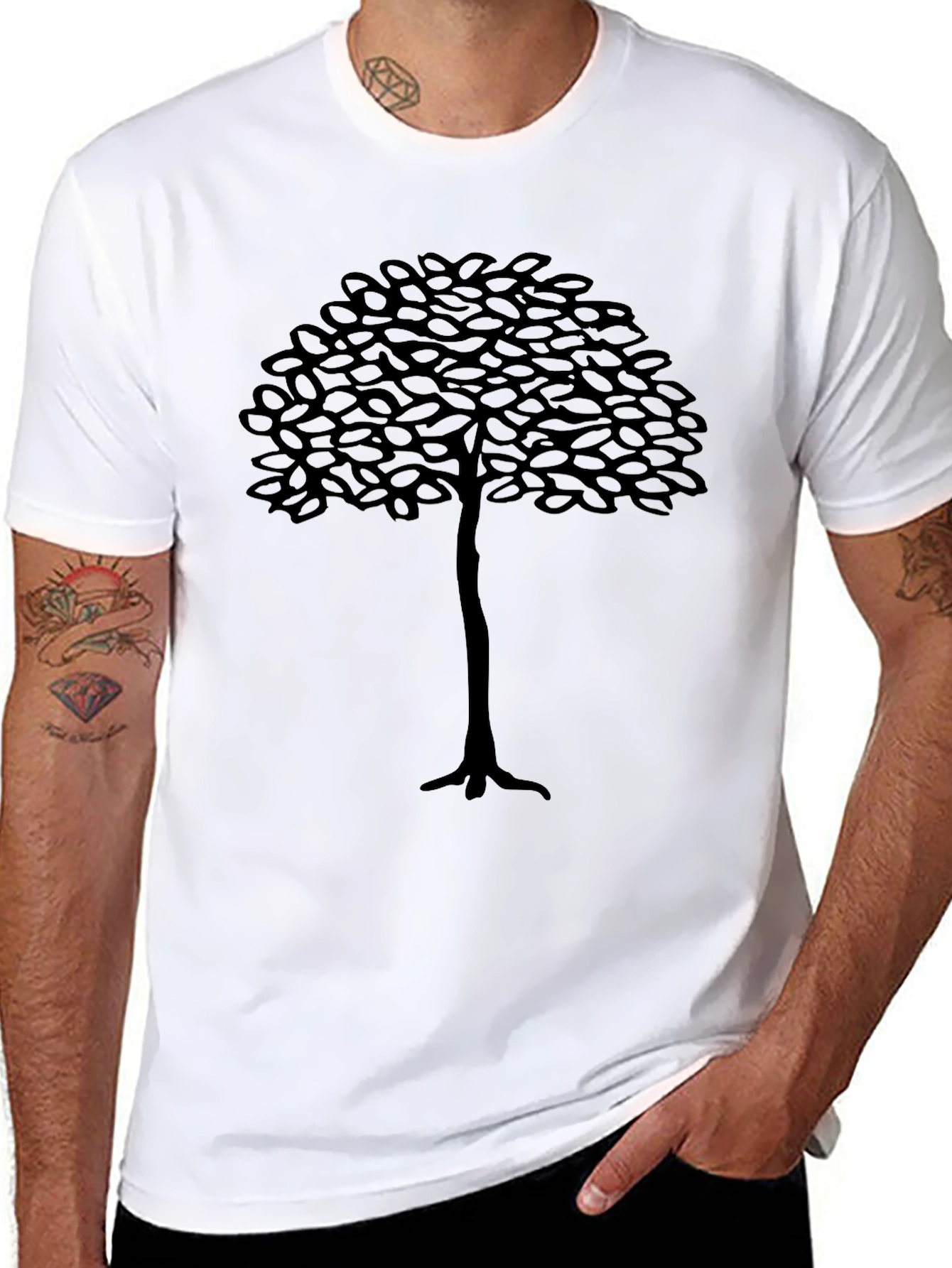 Black Tree Graphic T-Shirt - Mens Casual Tee