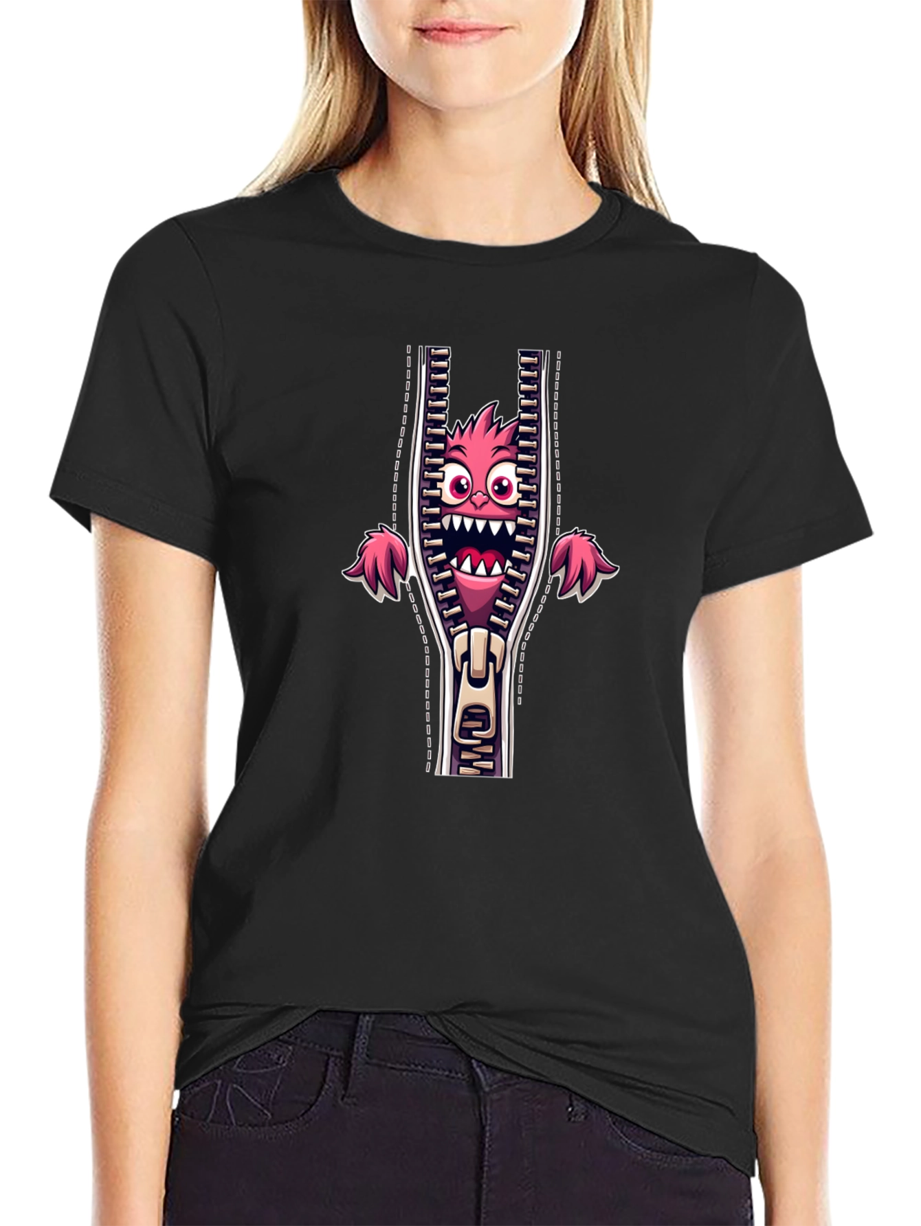 Monster Zipper Graphic Tee - Unleash Your Wild Side
