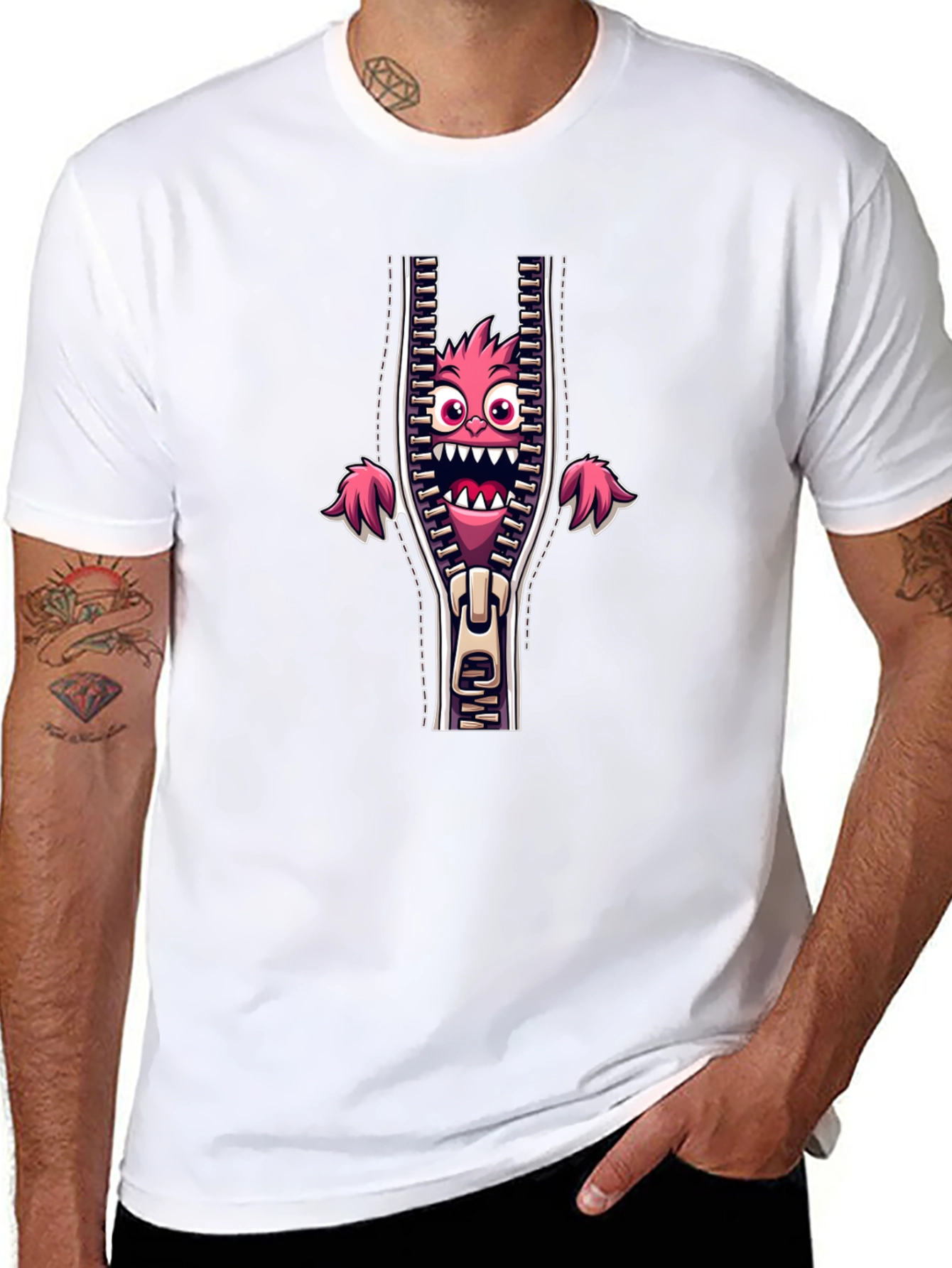 Monster Zipper Graphic Tee - Unleash Your Wild Side