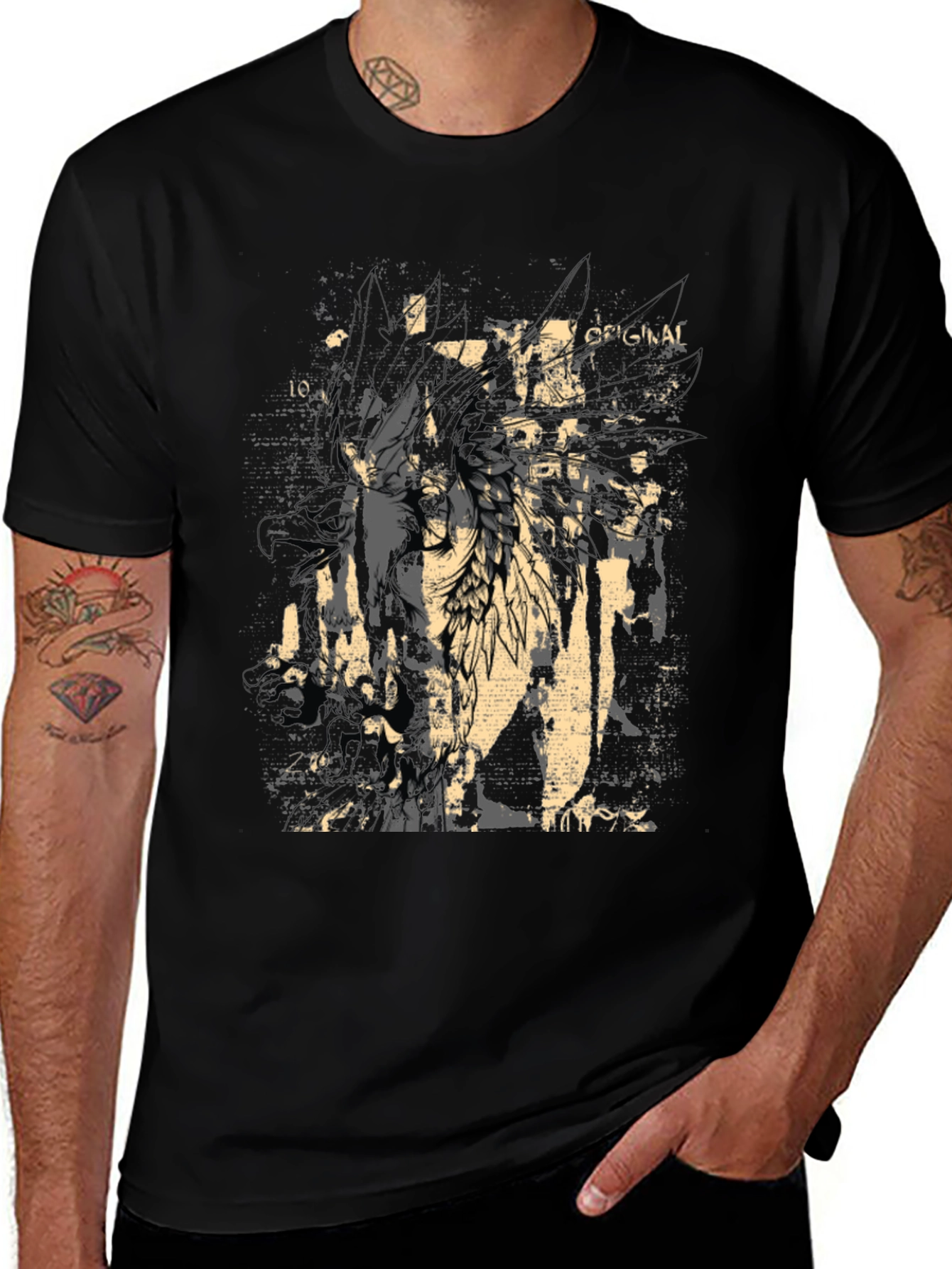 Edgy Graphic Print Black T-Shirt