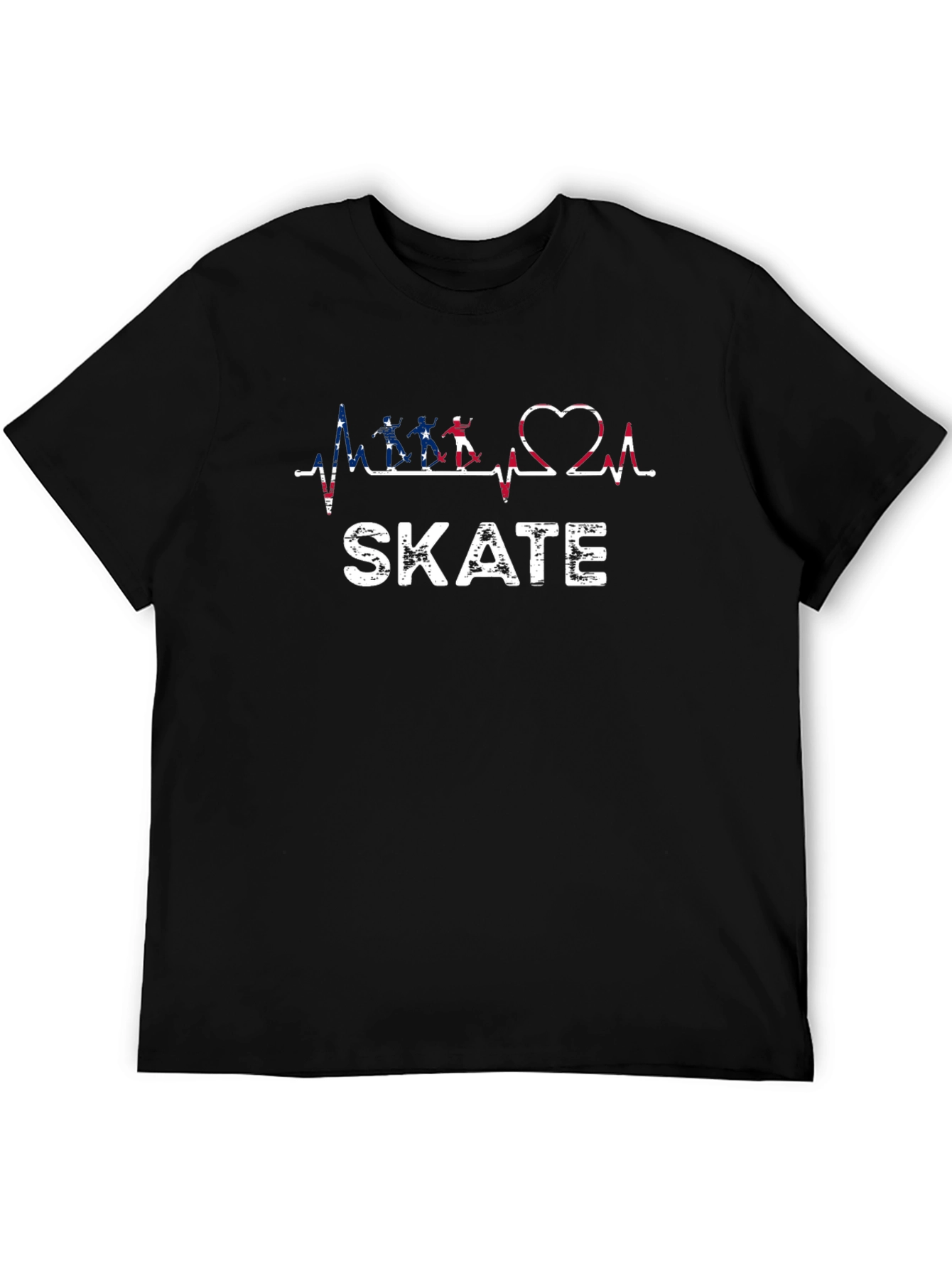 Skate Heartbeat USA Flag Graphic T-Shirt