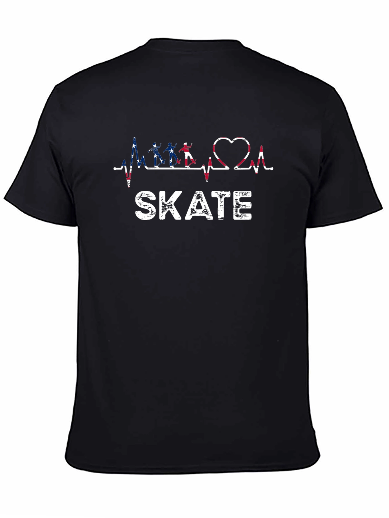 Skate Heartbeat USA Flag Graphic T-Shirt