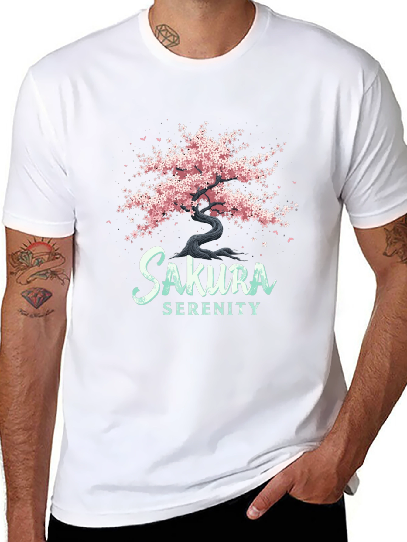 Sakura Serenity Black T-Shirt - Cherry Blossom Tree Design