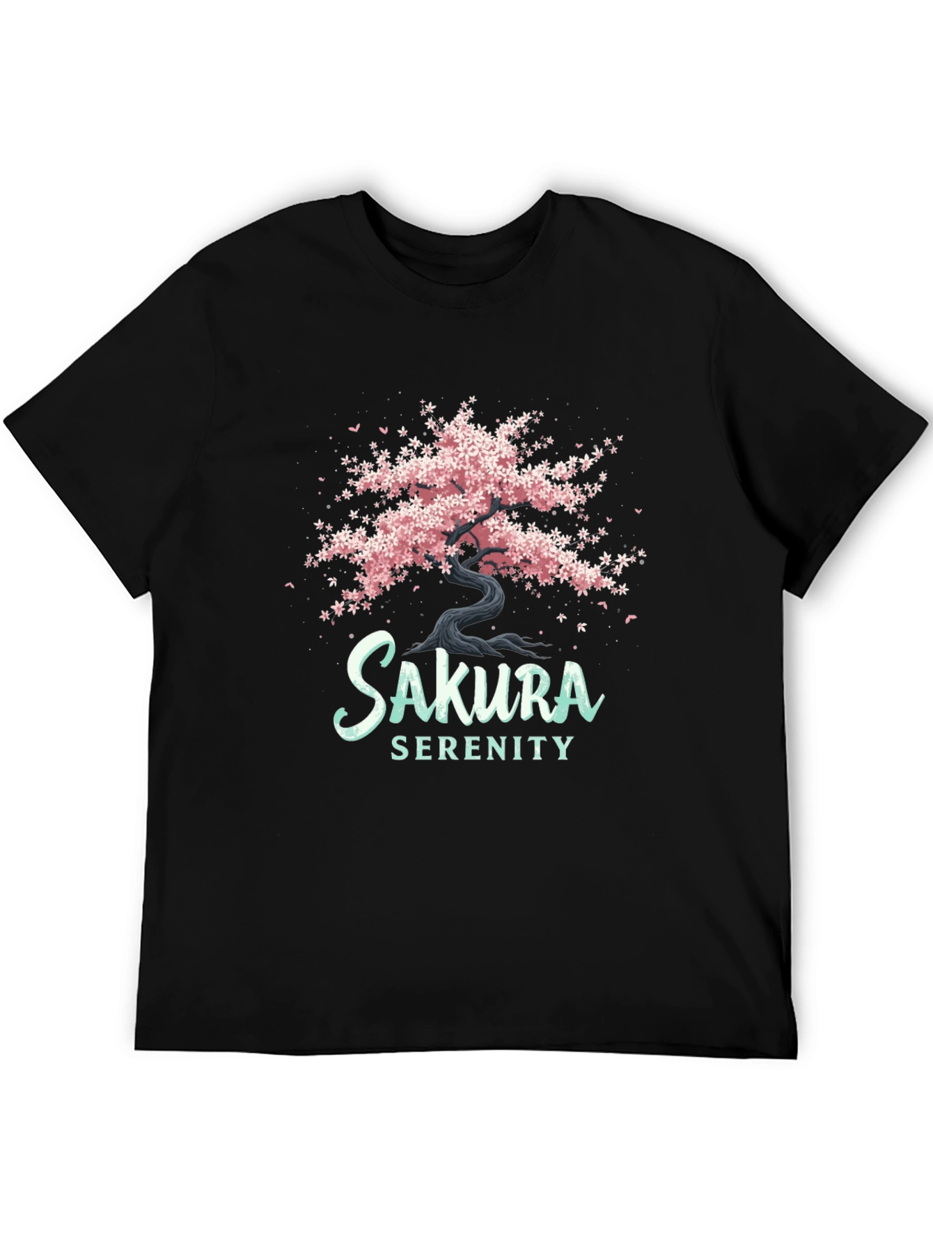 Sakura Serenity Black T-Shirt - Cherry Blossom Tree Design