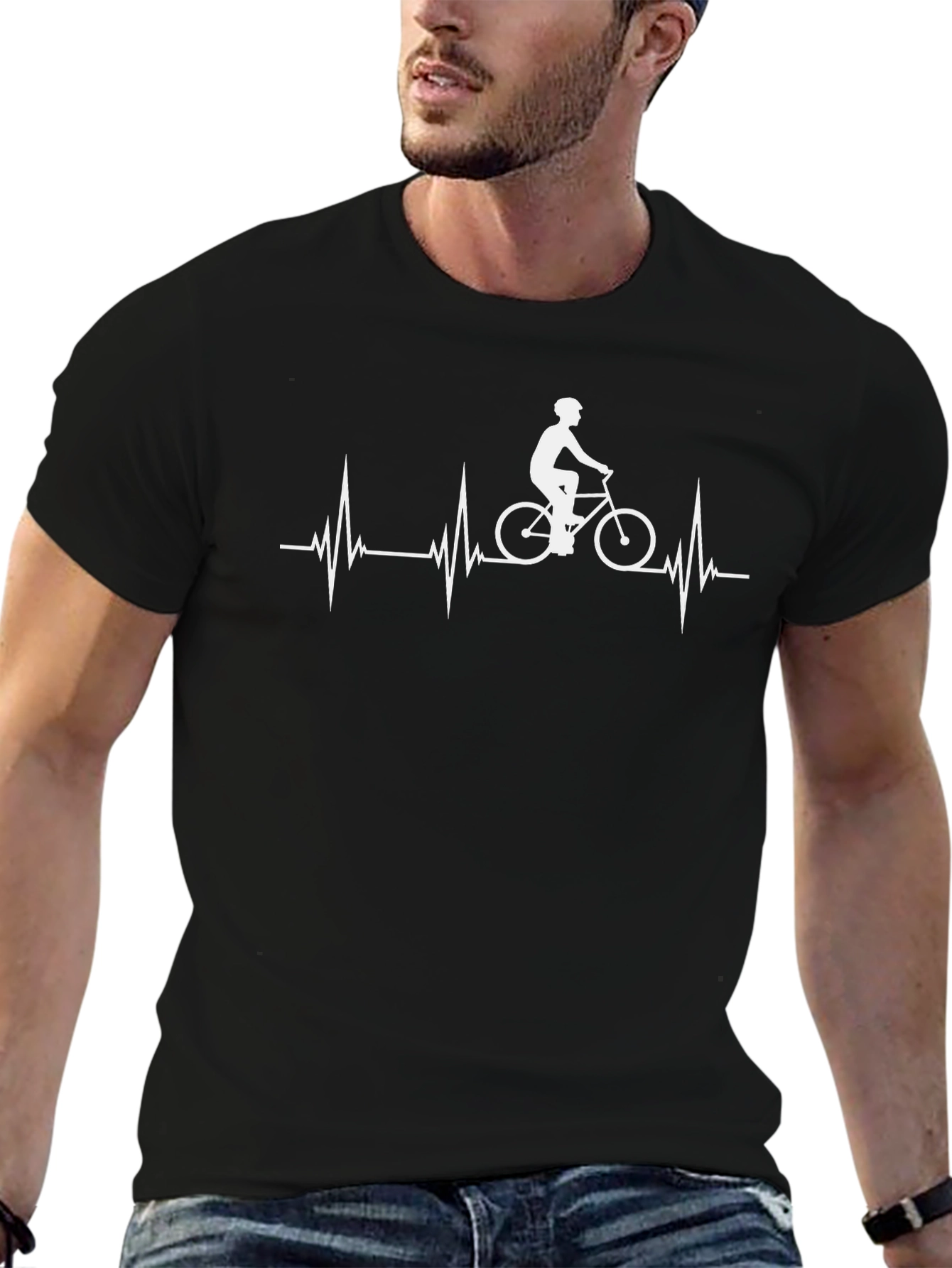 Cyclist Heartbeat Graphic Tee - Black