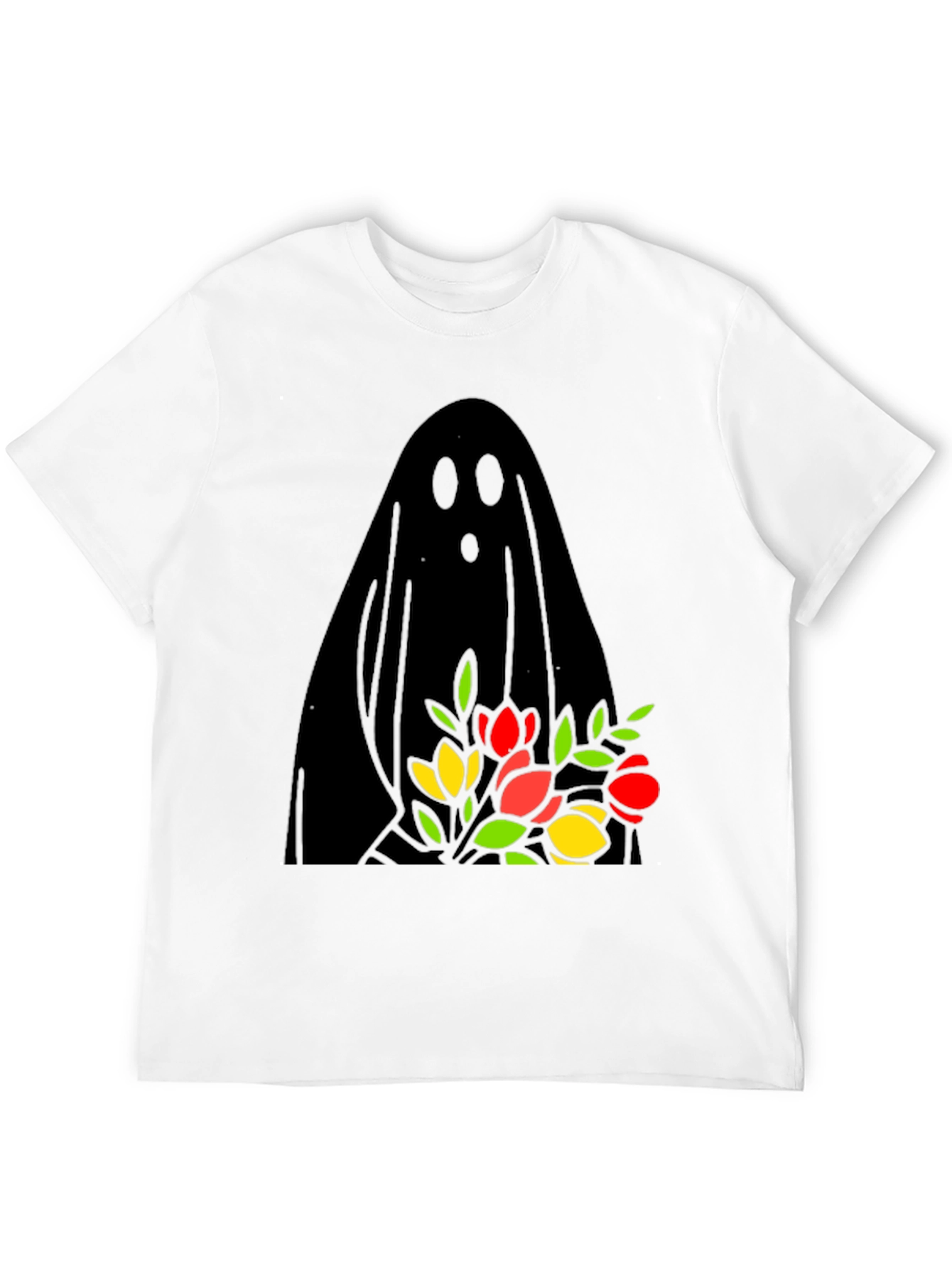 Ghost Holding Flowers Graphic Tee - Spooky Season