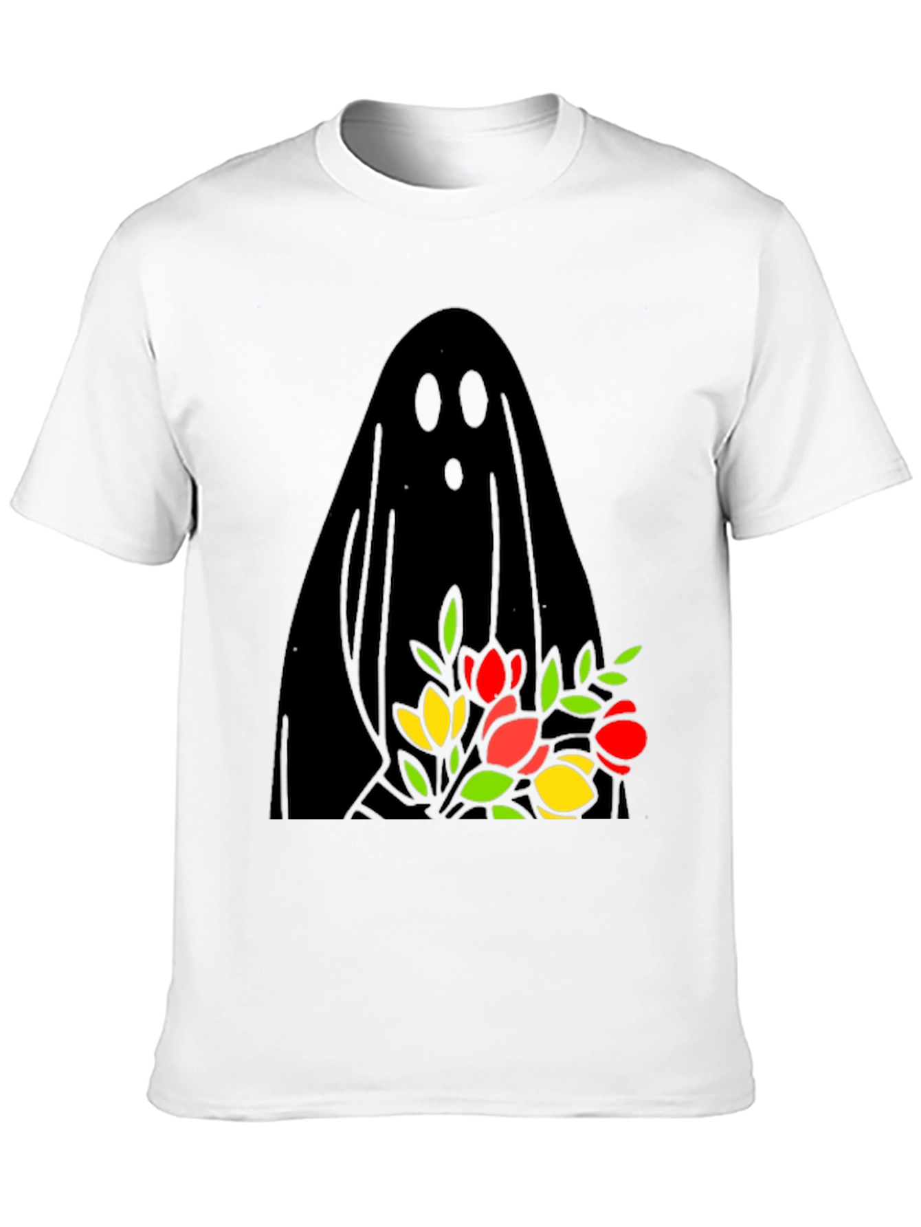 Ghost Holding Flowers Graphic Tee - Spooky Season