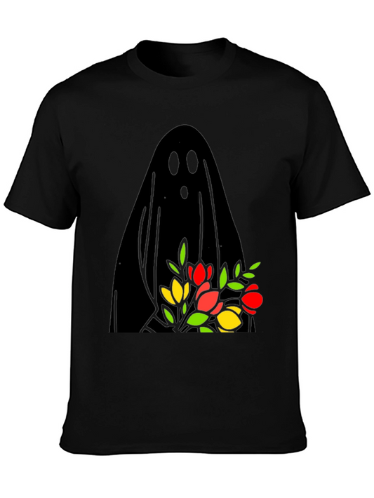 Ghost Holding Flowers Graphic Tee - Spooky Season