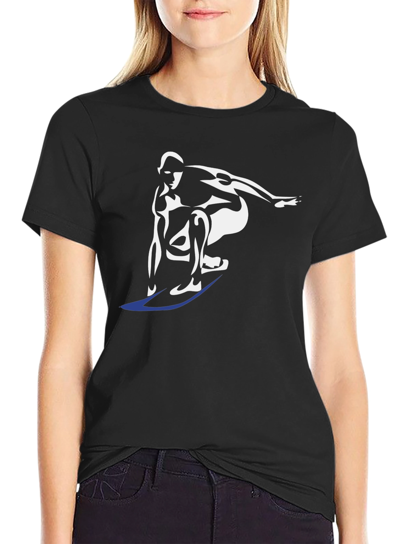 Surfer Graphic T-Shirt - Black Cotton Tee