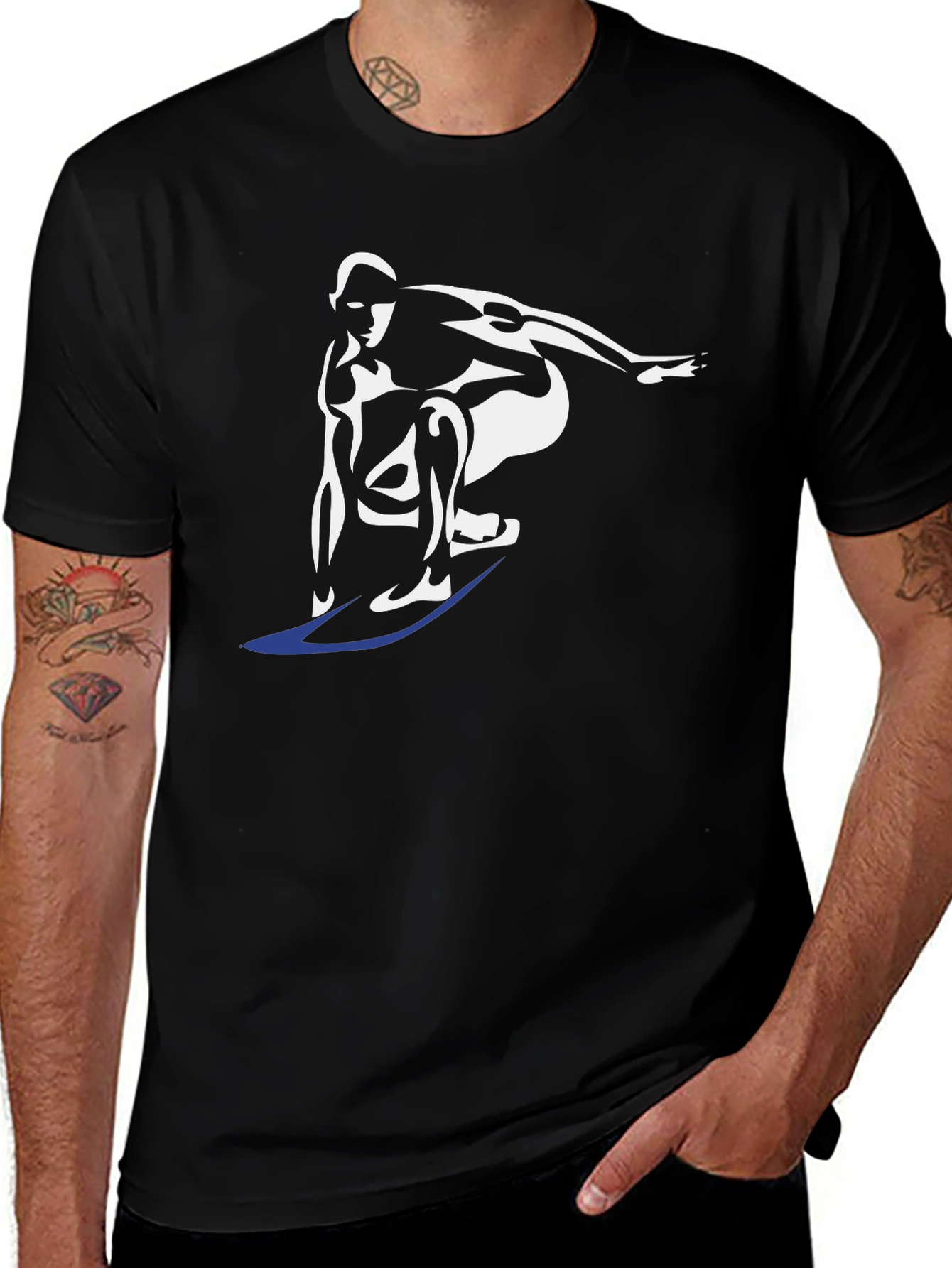 Surfer Graphic T-Shirt - Black Cotton Tee