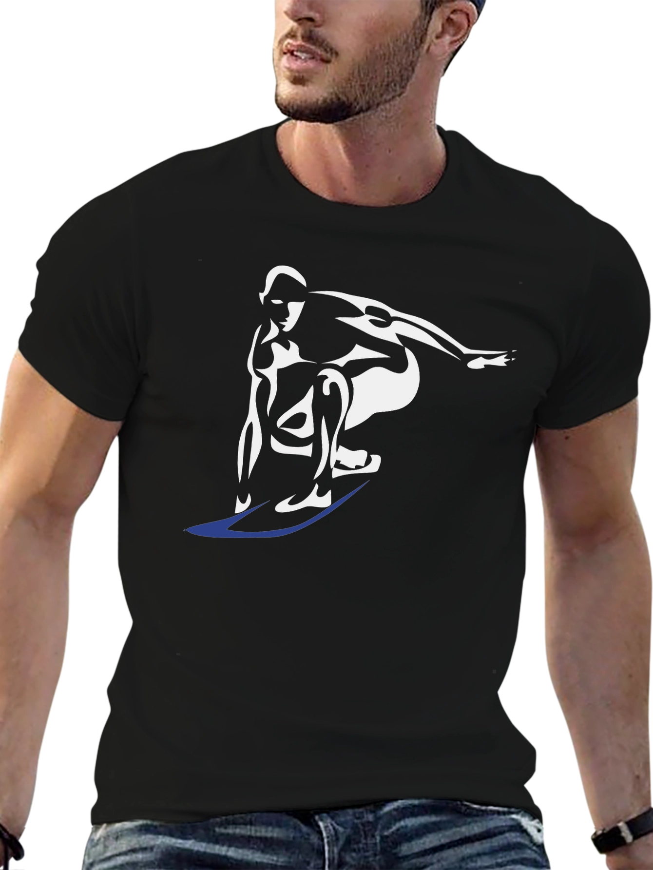 Surfer Graphic T-Shirt - Black Cotton Tee