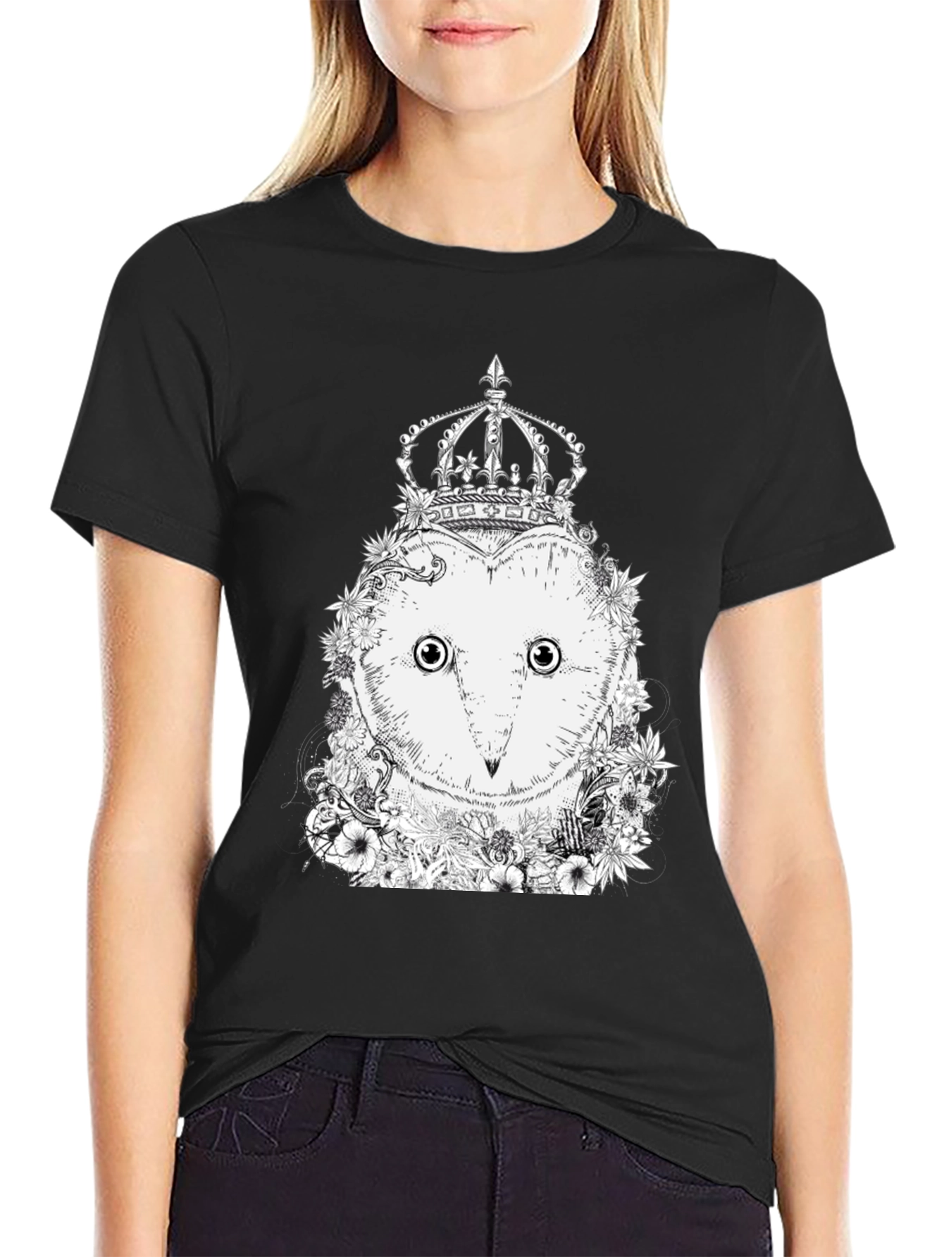 Owl Crown Graphic Tee - Unique Design