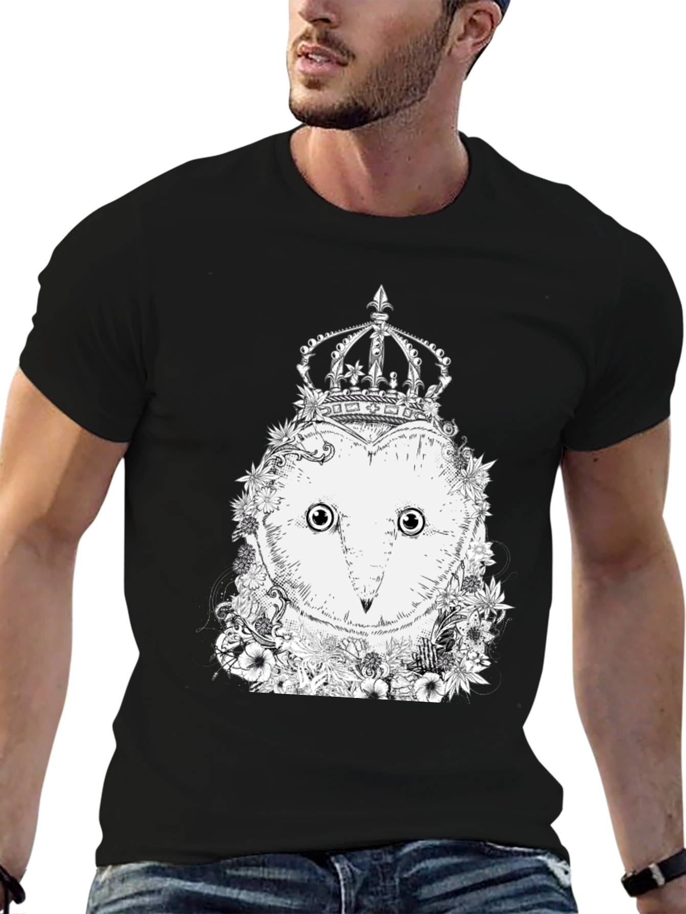 Owl Crown Graphic Tee - Unique Design