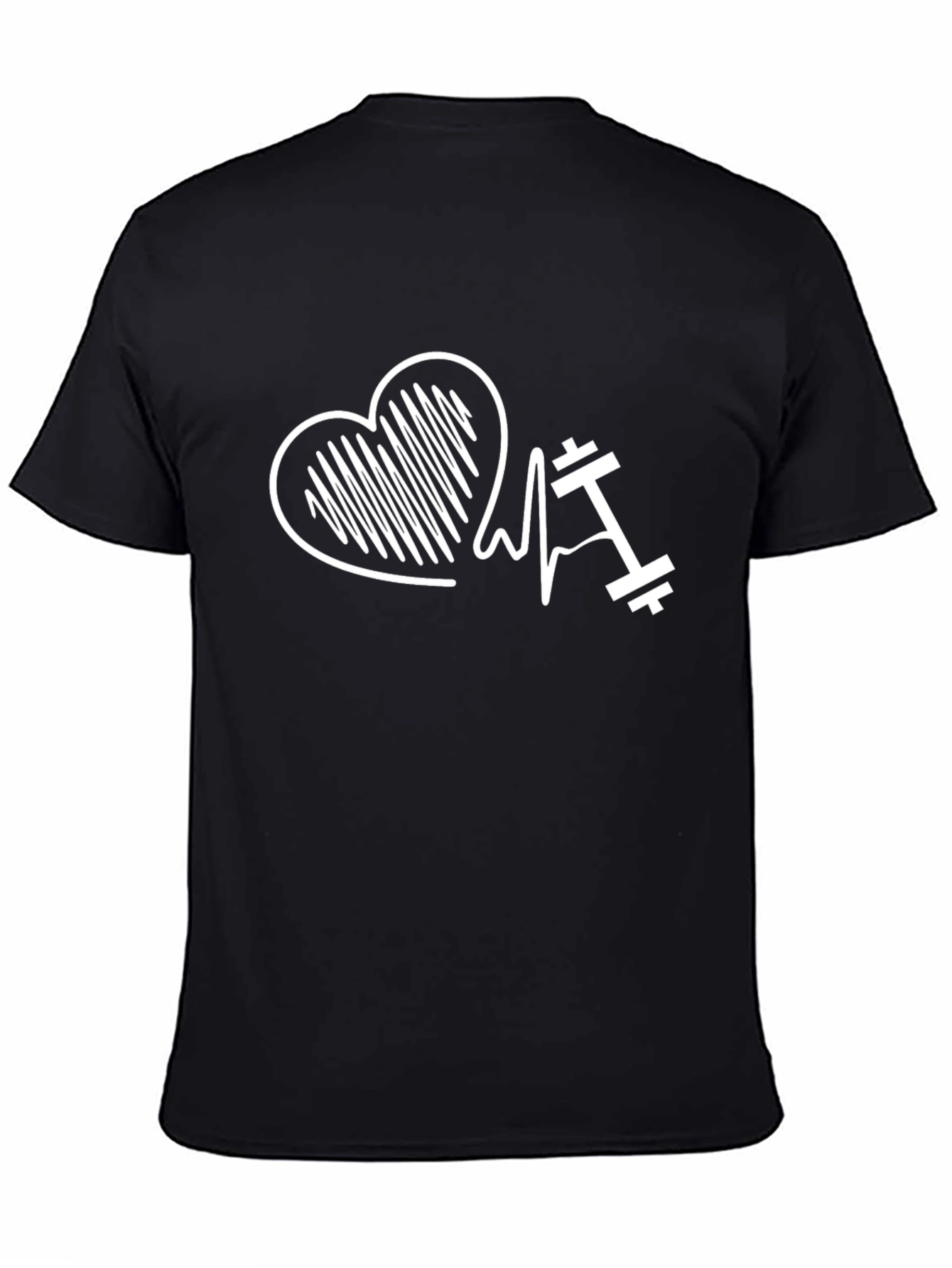 Fitness Heartbeat T-Shirt - Black Gym Tee