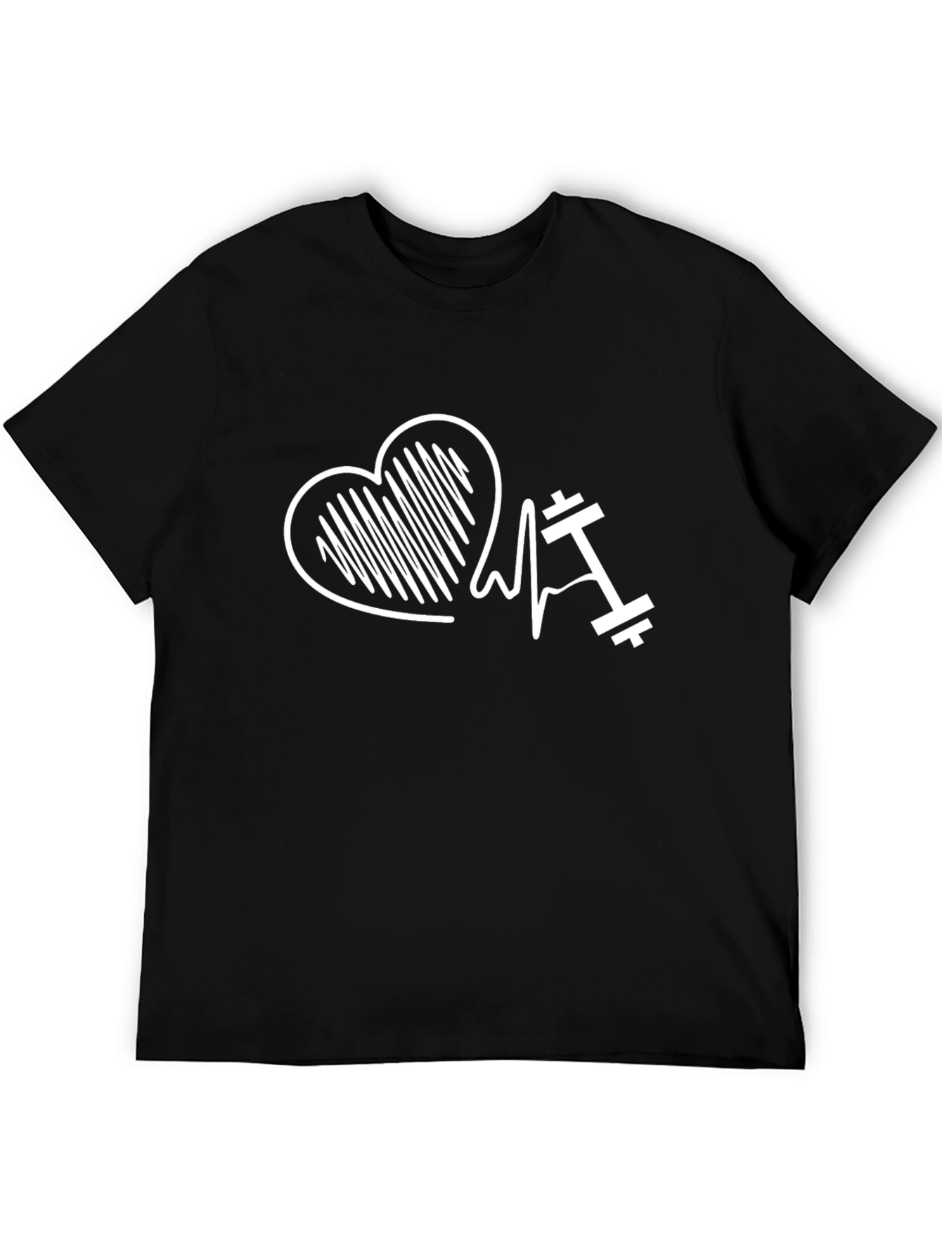 Fitness Heartbeat T-Shirt - Black Gym Tee