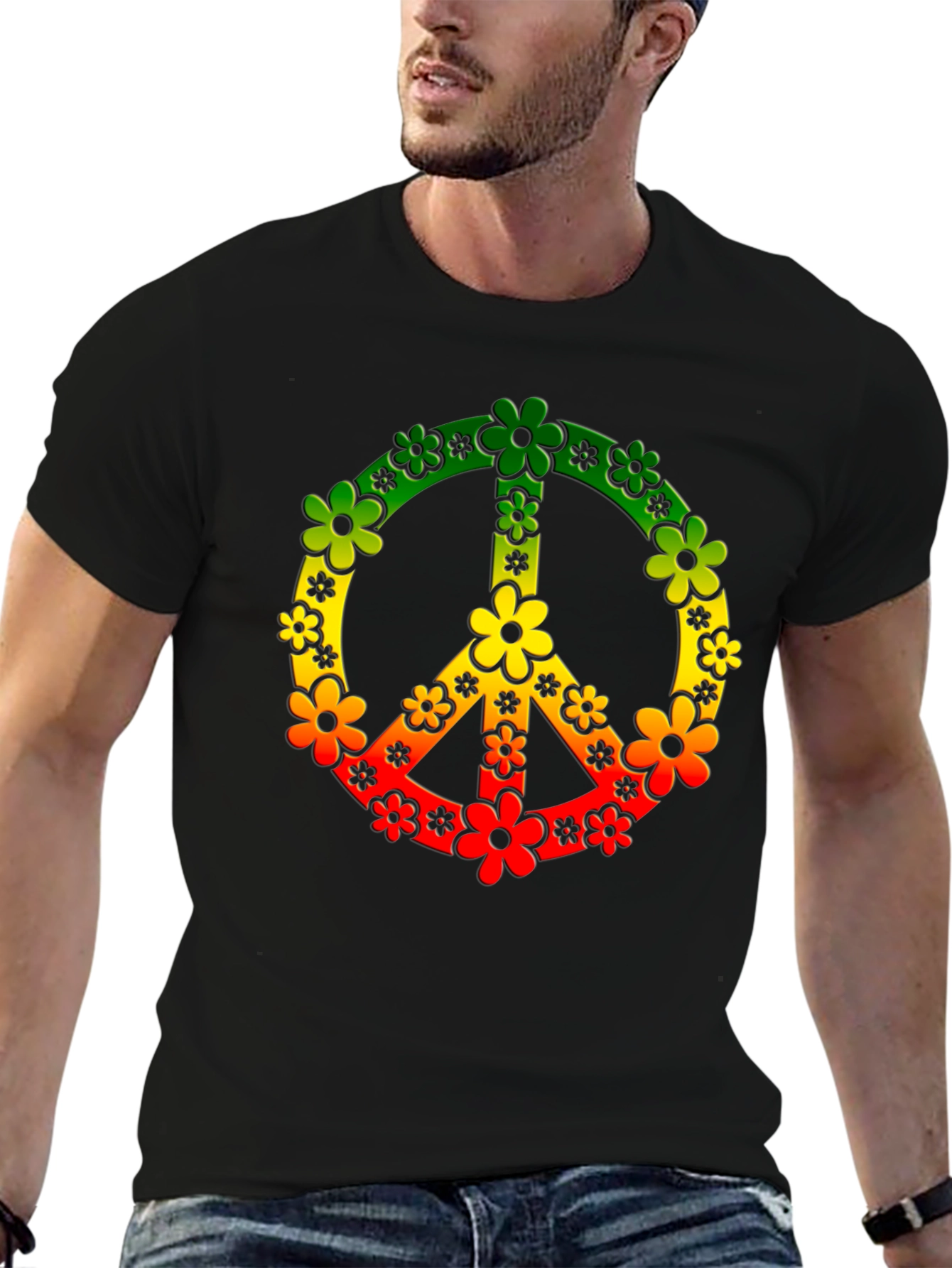 Rasta Peace Sign Flower Power T-Shirt