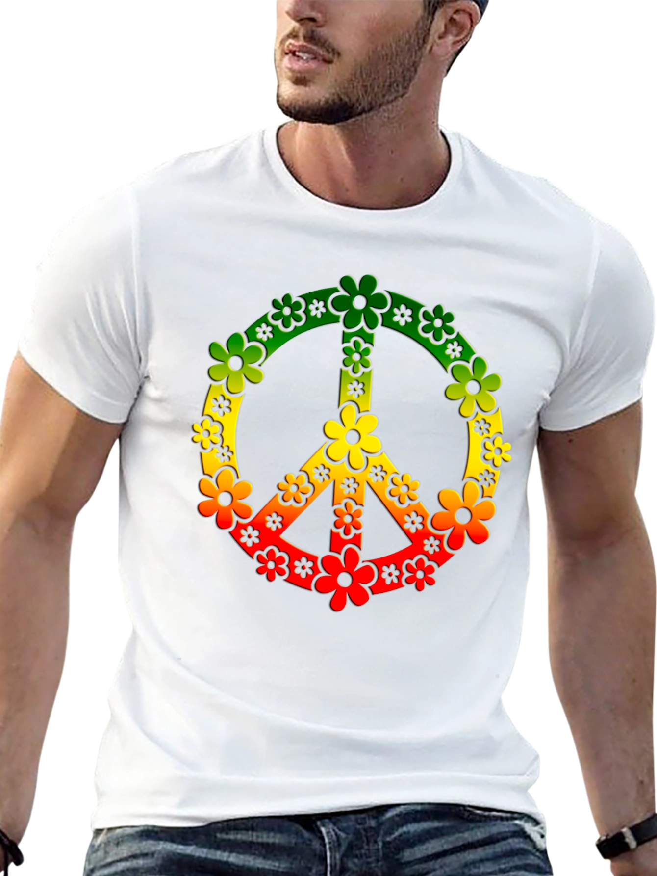 Rasta Peace Sign Flower Power T-Shirt