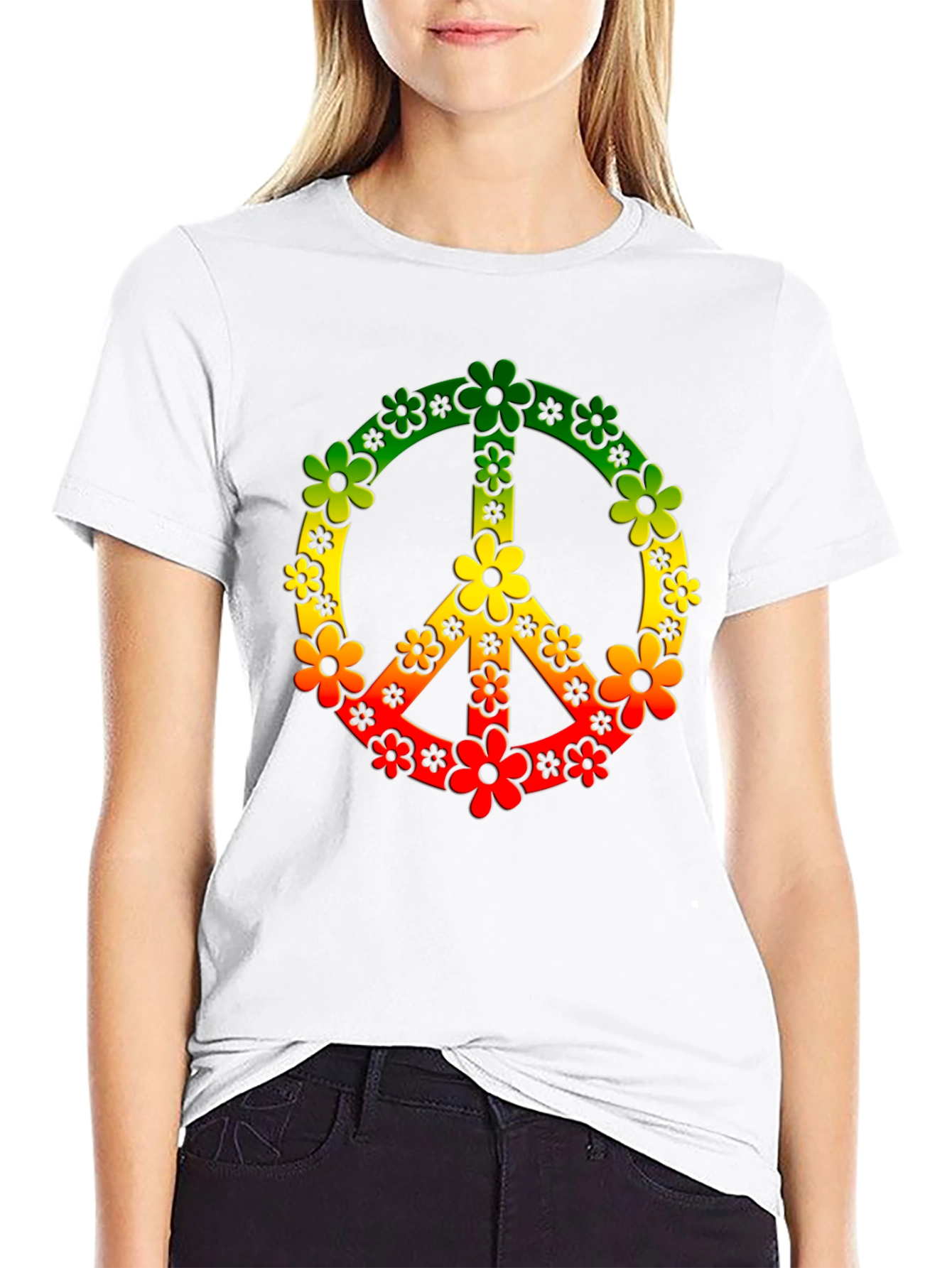 Rasta Peace Sign Flower Power T-Shirt