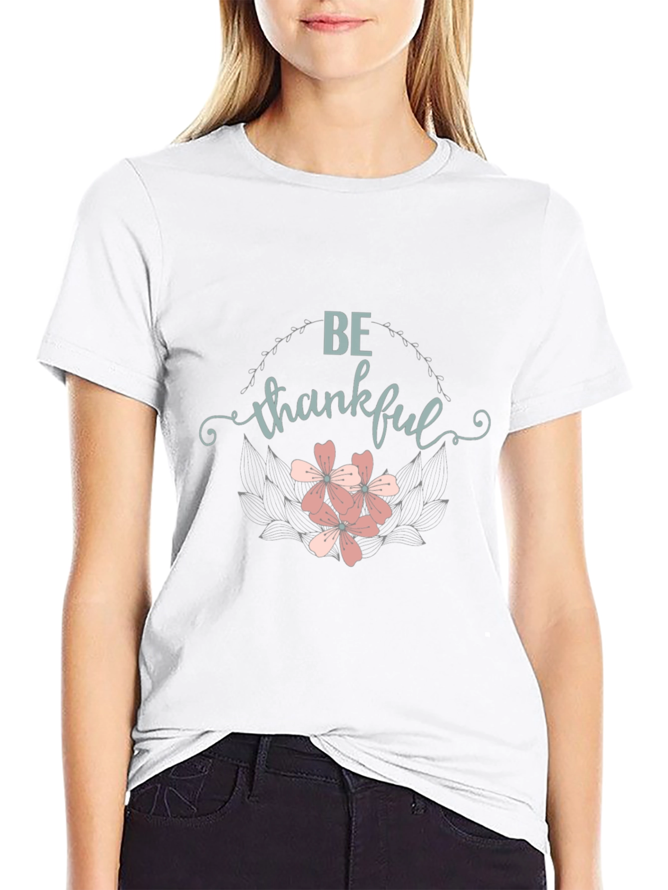 Be Thankful Graphic Tee - Black Cotton T-Shirt