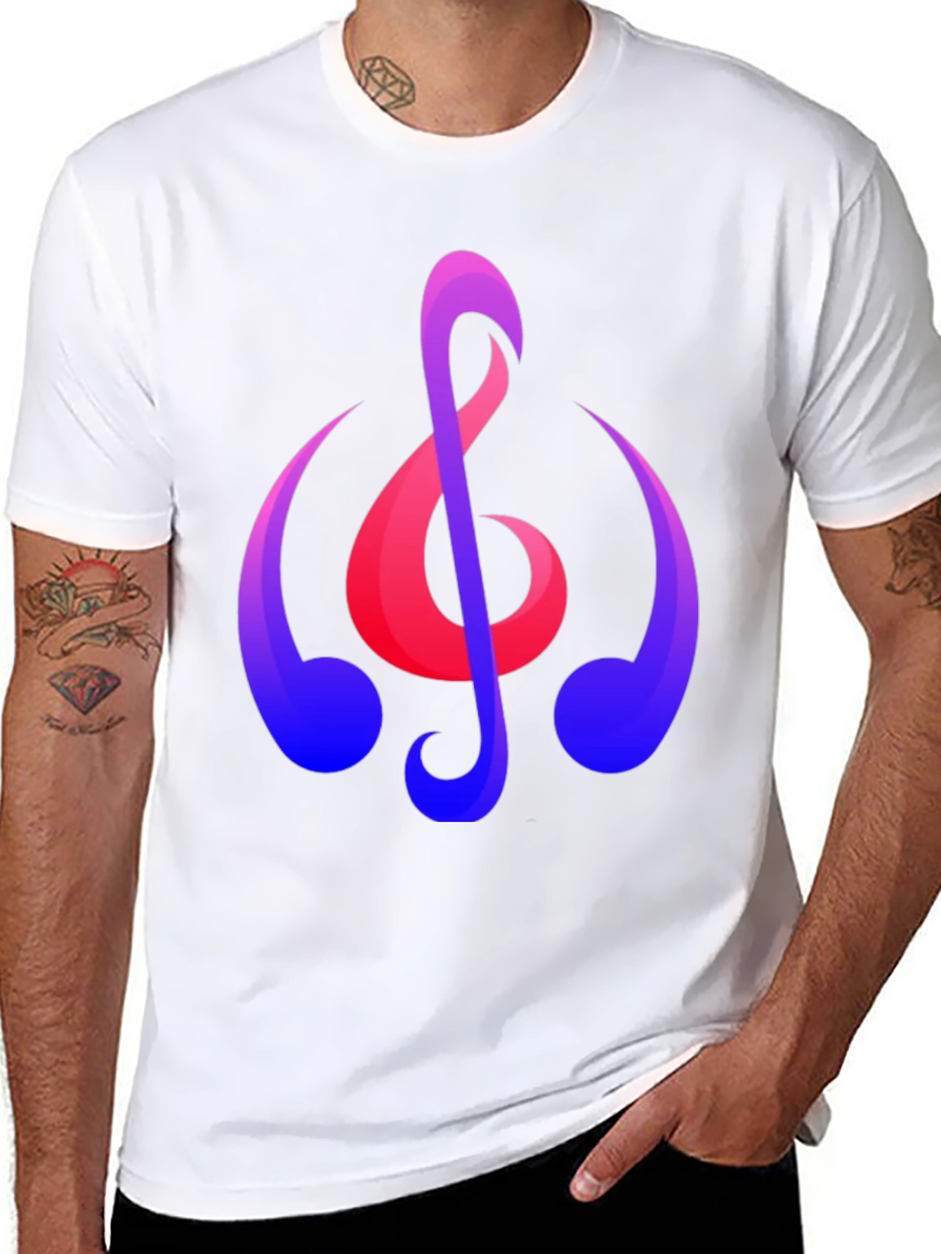 Musical Note Graphic T-Shirt - Trendy Black Tee