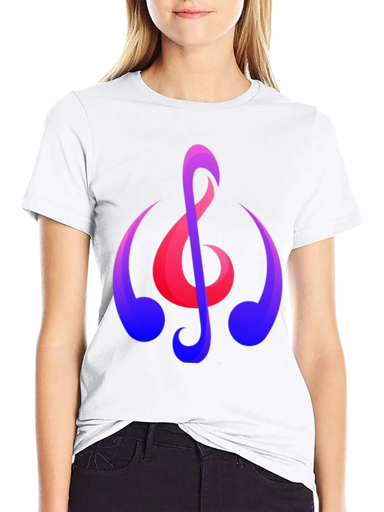 Musical Note Graphic T-Shirt - Trendy Black Tee