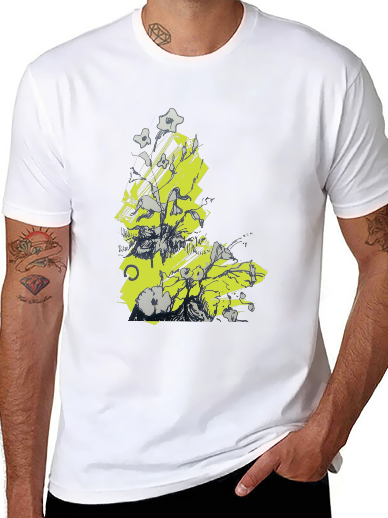 Abstract Graphic Tee - Black Cotton T-Shirt