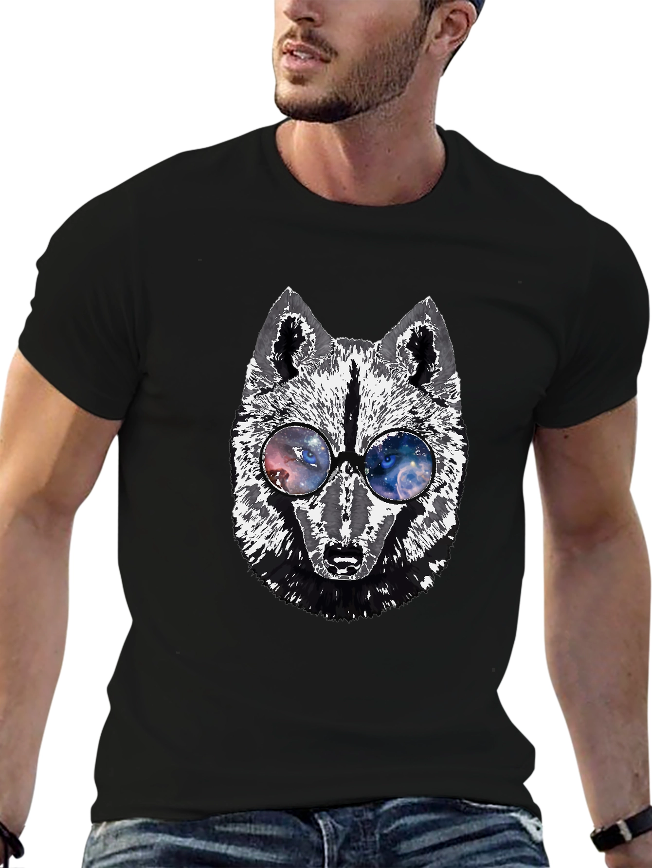 Wolf Galaxy Glasses Graphic Tee