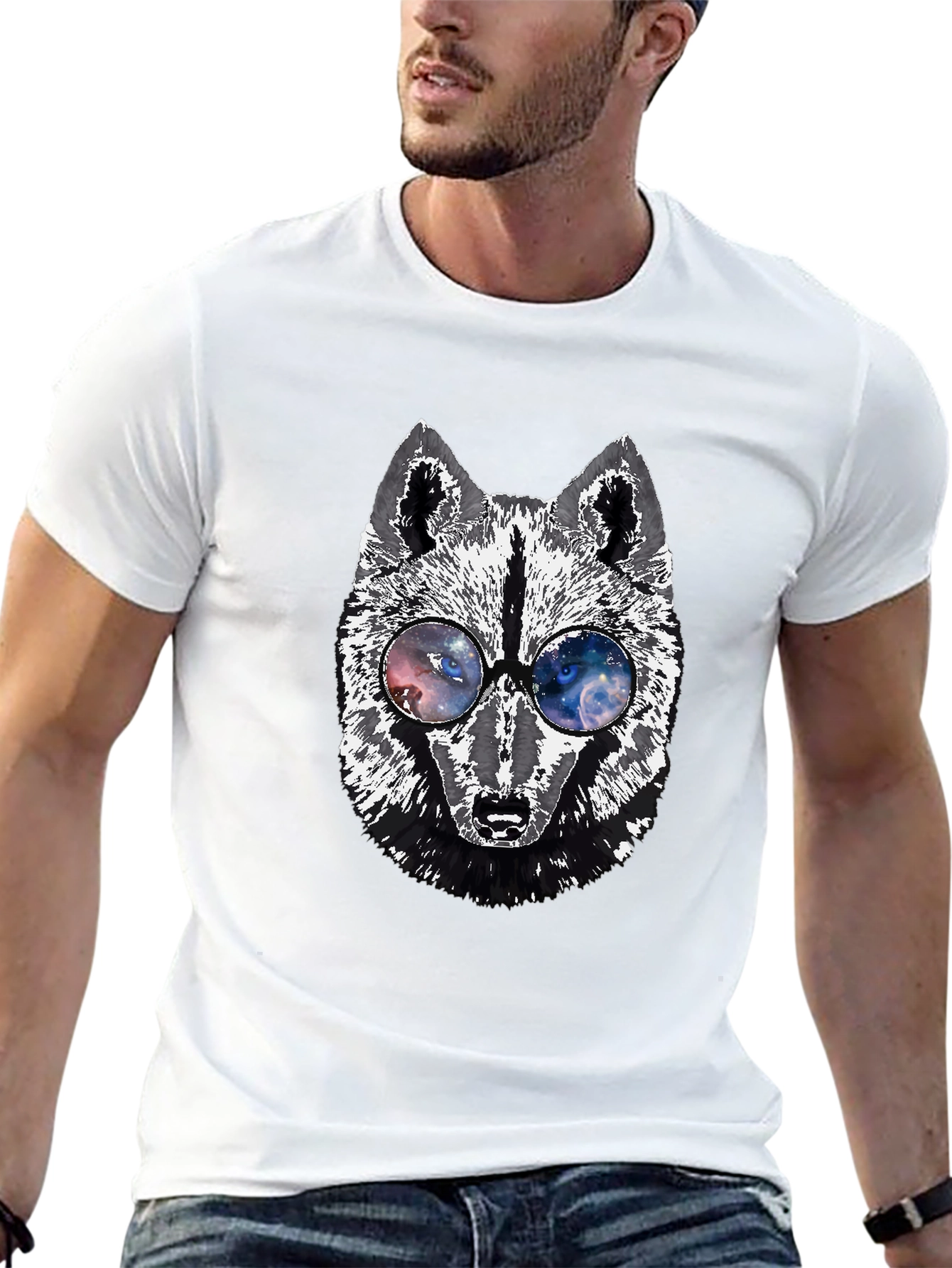 Wolf Galaxy Glasses Graphic Tee