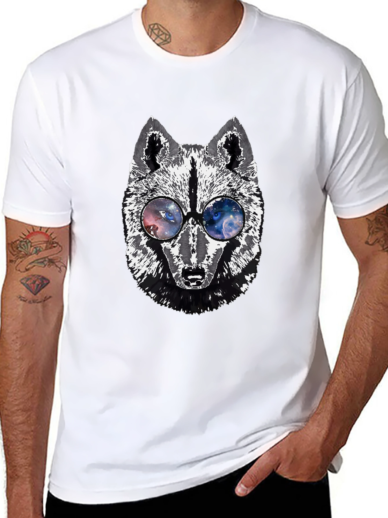 Wolf Galaxy Glasses Graphic Tee