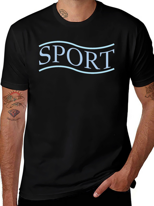 SPORT Graphic Tee - Stylish Black Cotton T-Shirt for Men