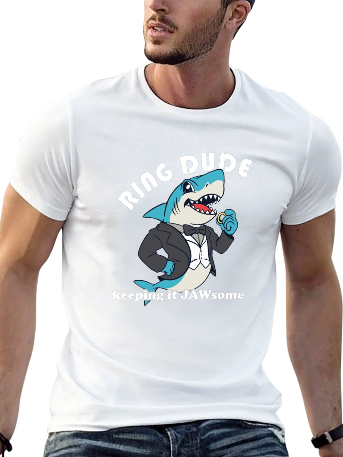Ring Dude Shark T-Shirt - Jawsome Wedding