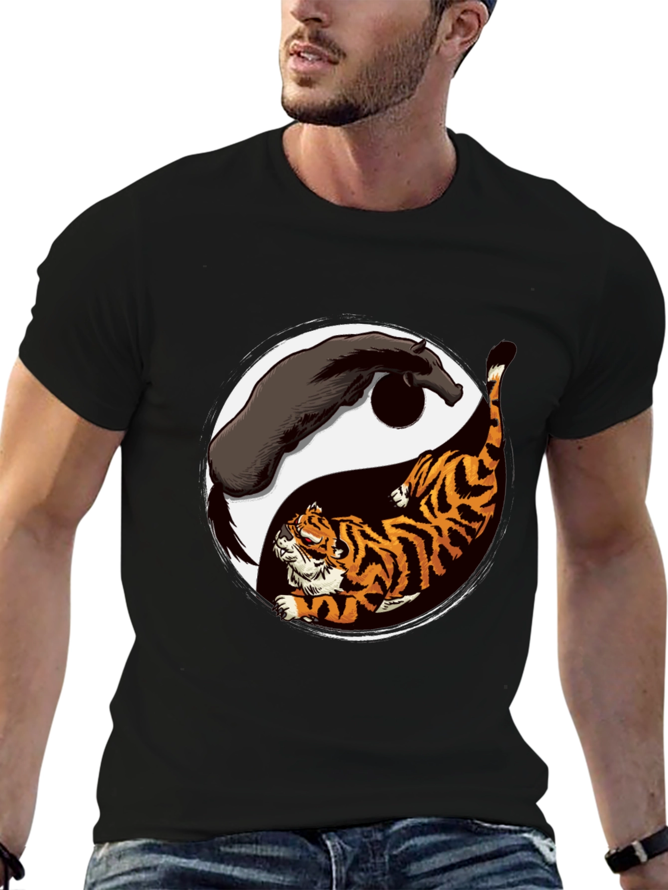 Yin Yang Tiger & Horse Graphic T-Shirt