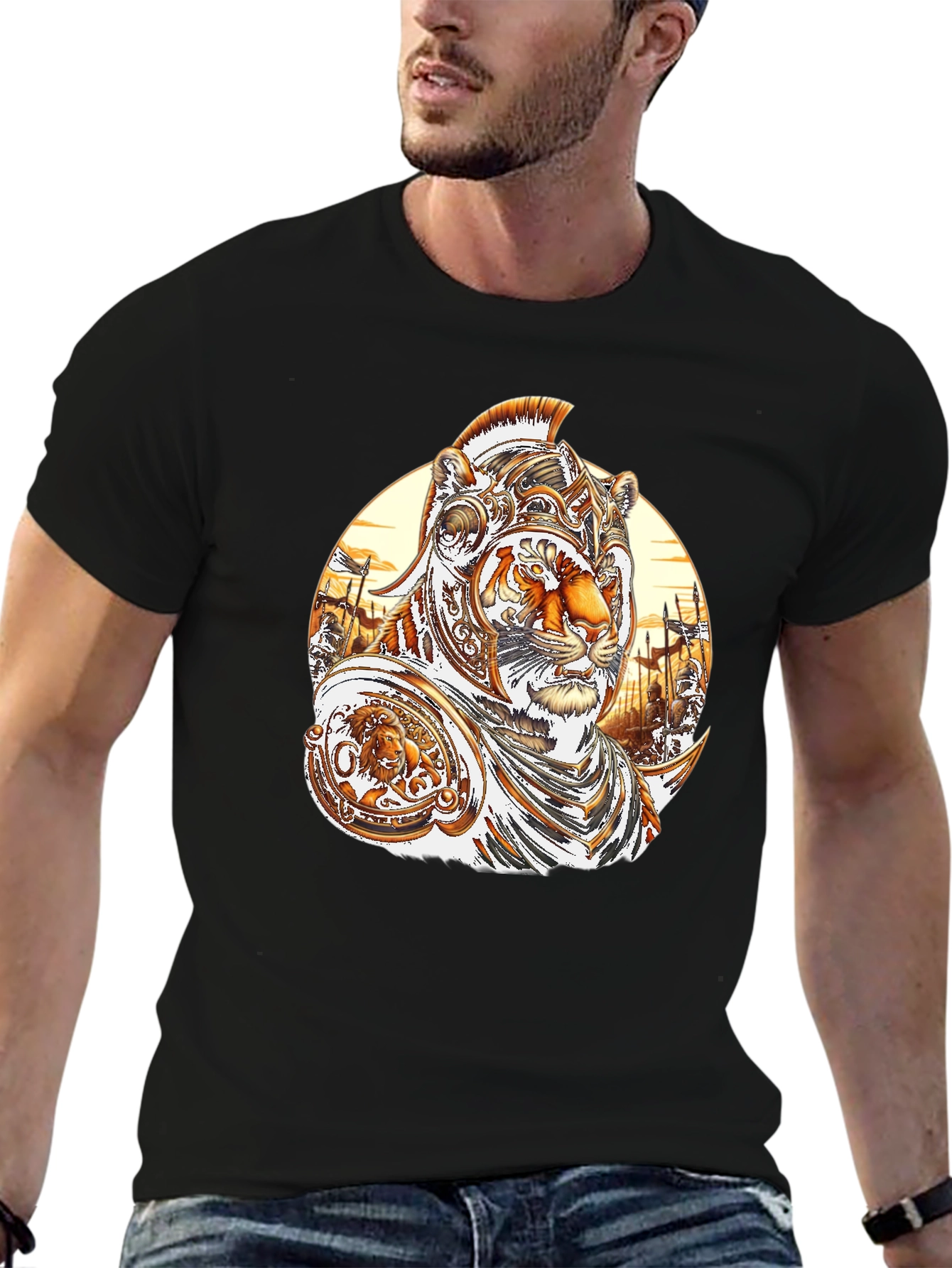 Tiger Gladiator Graphic Tee - Black